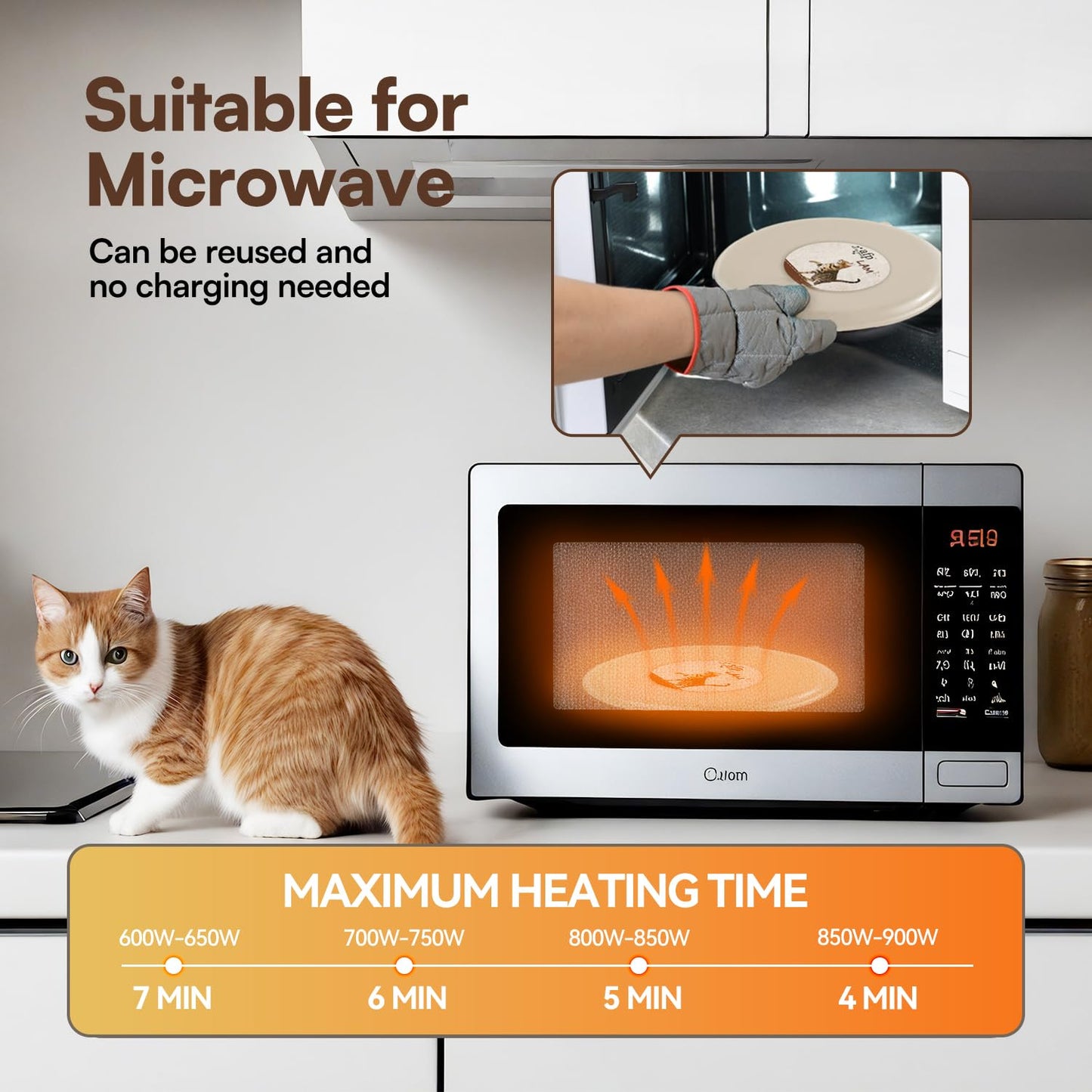 ALL FOR PAWS Heated Cat Bed Indoor, Microwavable Heating Pads for Cats, Puppies & Small Pets, Non-Electric Heating Dog Bed with 2 Cozy Covers, Safe & Long-Lasting Warmth
