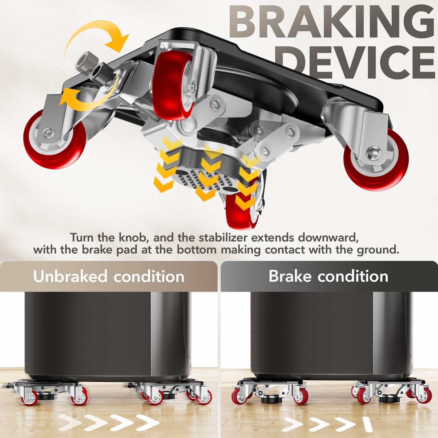 QHNB Heavy Duty Furniture Movers with 5 Wheels & Parking Function – Carbon Steel Panel Furniture Dolly Set with Lifter, 360° Rotating Casters for Easy Moving, Max Load 2200 LBS