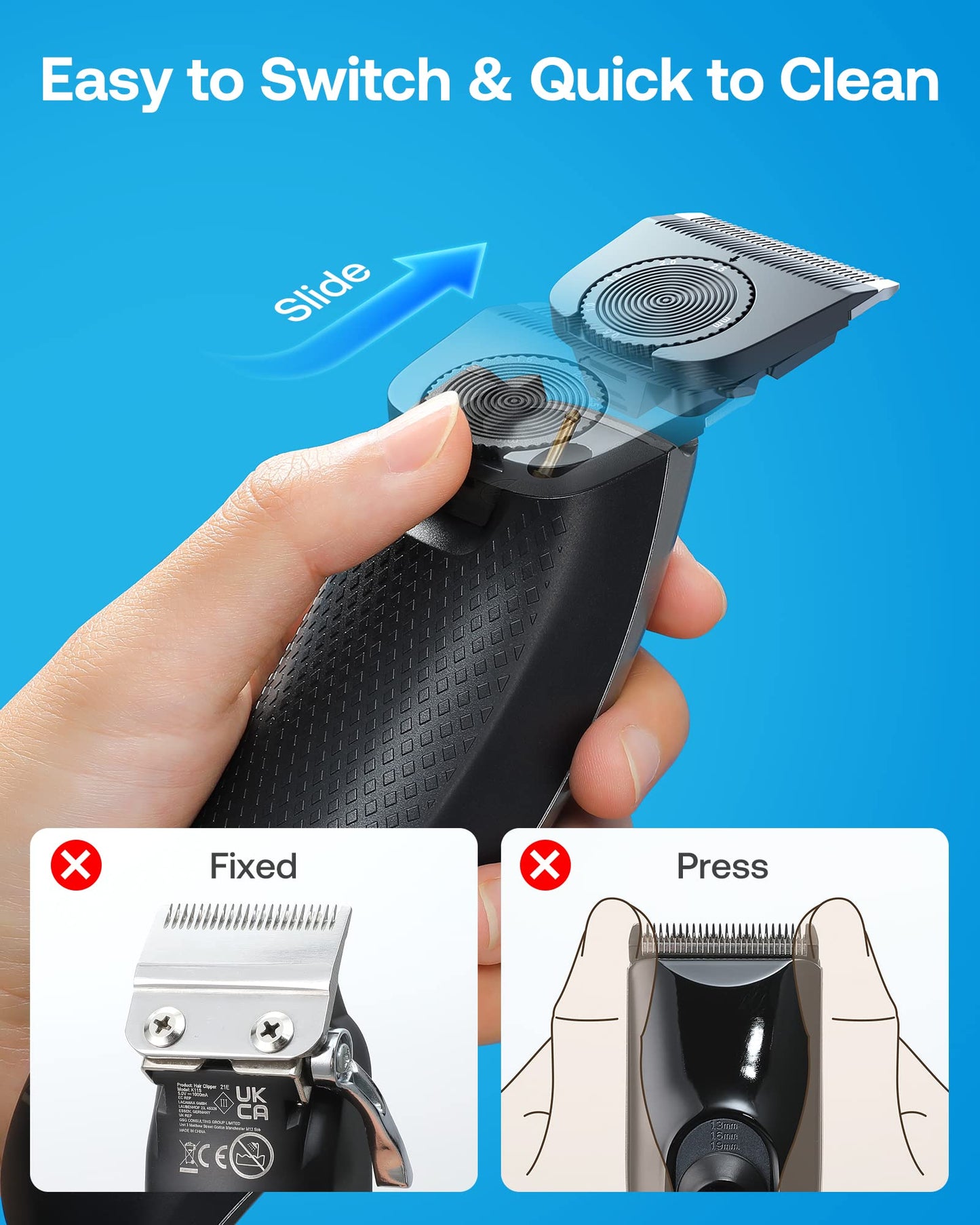 Cordless Hair Clippers for Men, GLAKER Professional Hair Clippers Ceramic Blade, Clippers for Hair Cutting Beard Trimmer Household Grooming Kit Barbers, USB C Rechargeable