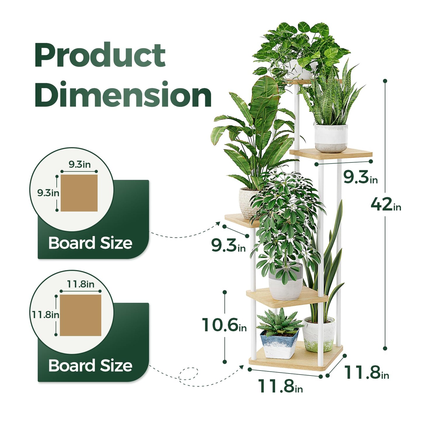 Bamworld Corner Plant Stand Indoor, Tall Metal Plant Shelf for Multiple Plants, 5 Tier Flower Stand for Patio Garden Balcony Living Room Bedroom(White)