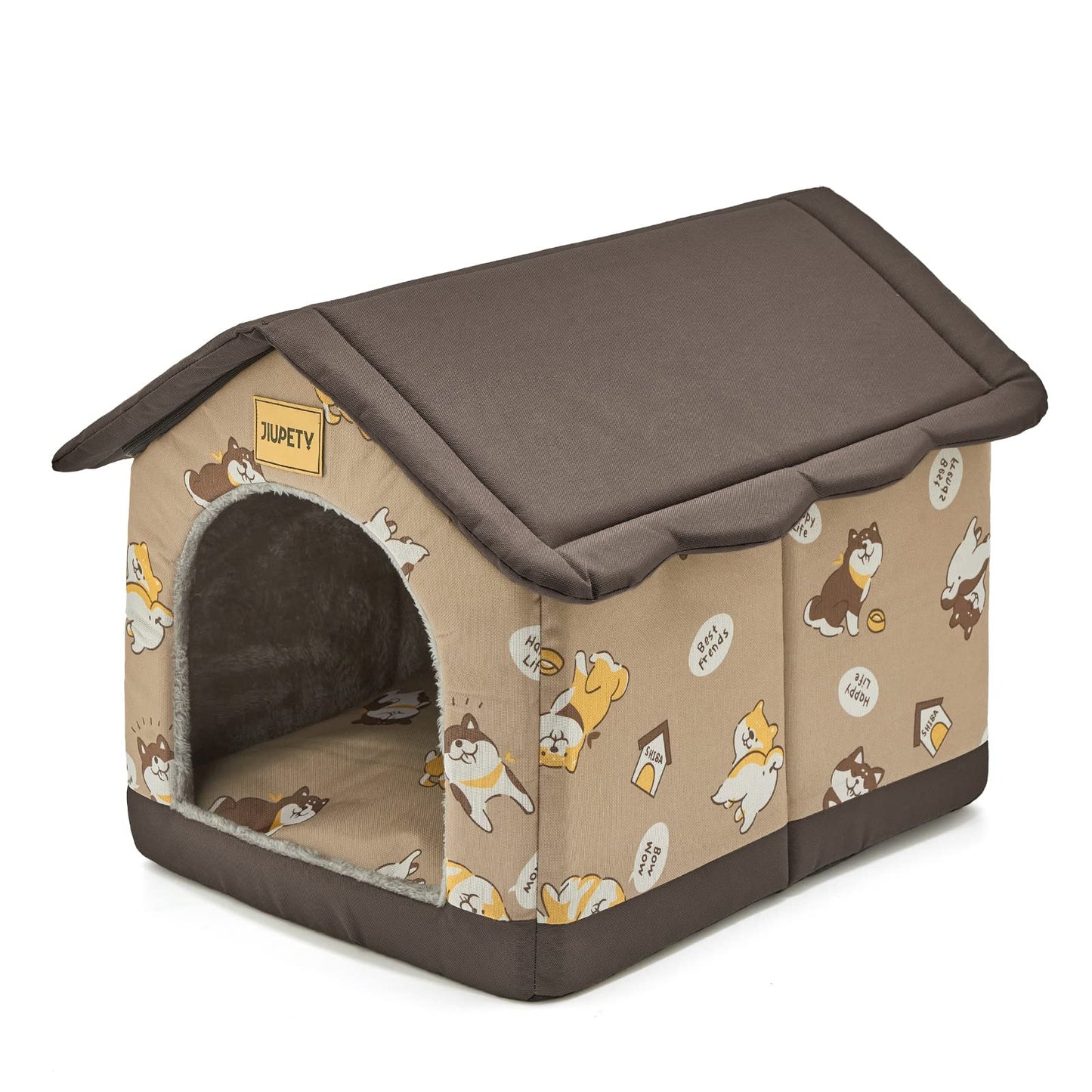 Jiupety Dog House Indoor, XL Size Indoor Dog House for Medium and Large Dog, Warm Cave Sleeping Nest Bed for Cats and Dogs, Brown