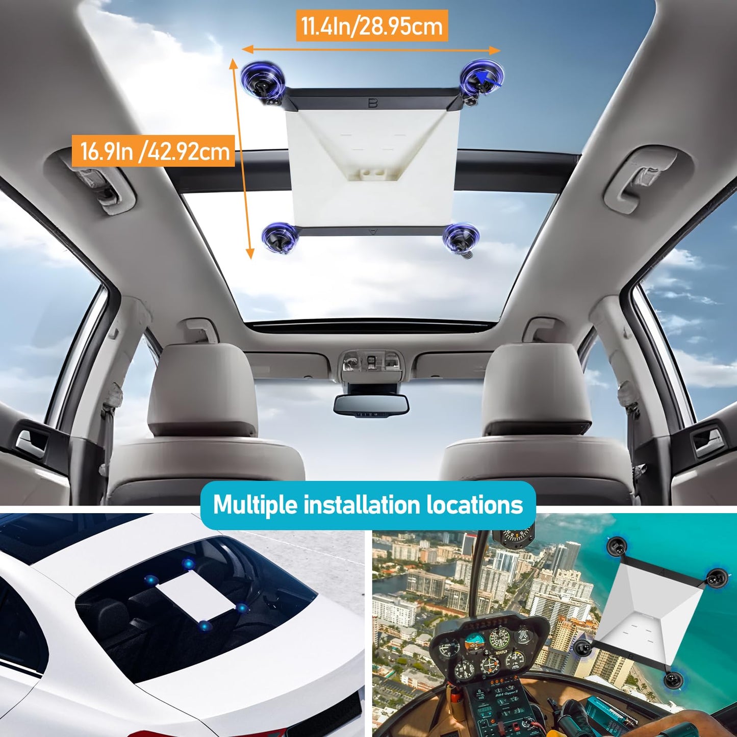daboot Starlink Mini Mount - Suction Cup Car Mount for Star Link Mini Accessories Mounting Kit for Vehicle Windows and Sunroofs Starlink Mini Roof Holder for Car, RV, Boat, Truck Glass (White)