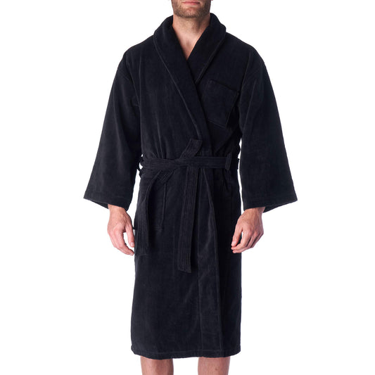 Alpine Swiss Pure Cotton Mens Terry Cloth Bathrobe Super Absorbent Spa Robe BLK XLXXL