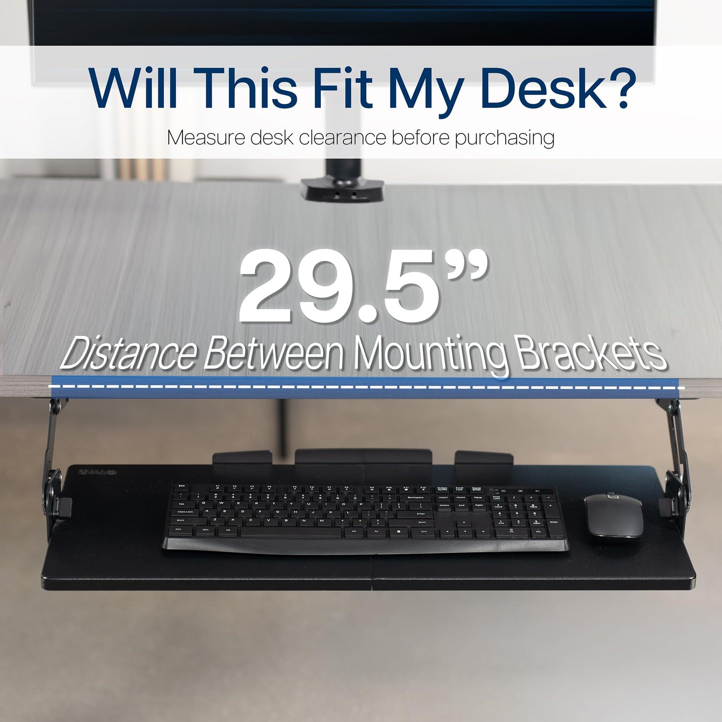 VIVO Large Under Desk 27 x 11 inch Computer Keyboard and Mouse Tray with Swinging Height Adjustment, 12 Settings, Platform Drawer for Typing, Holds 11 lbs, Black, MOUNT-KB08S