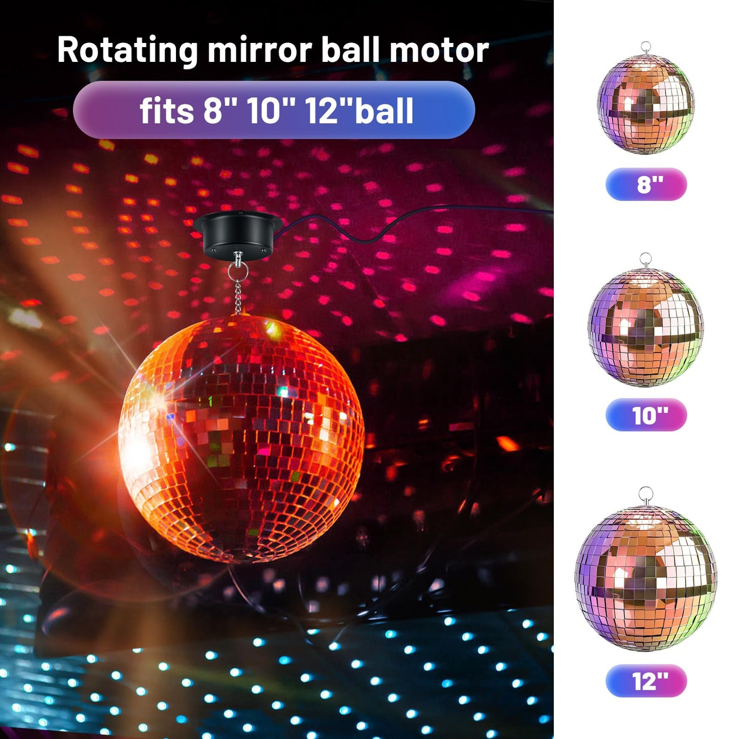 1 RPM Slow Speed Disco Ball Motor Heavy Duty Mirror Ball Electric Motor Rotator Supports 4'' - 12'' Balls for Dj Party Light Home Bands,Christmas Party