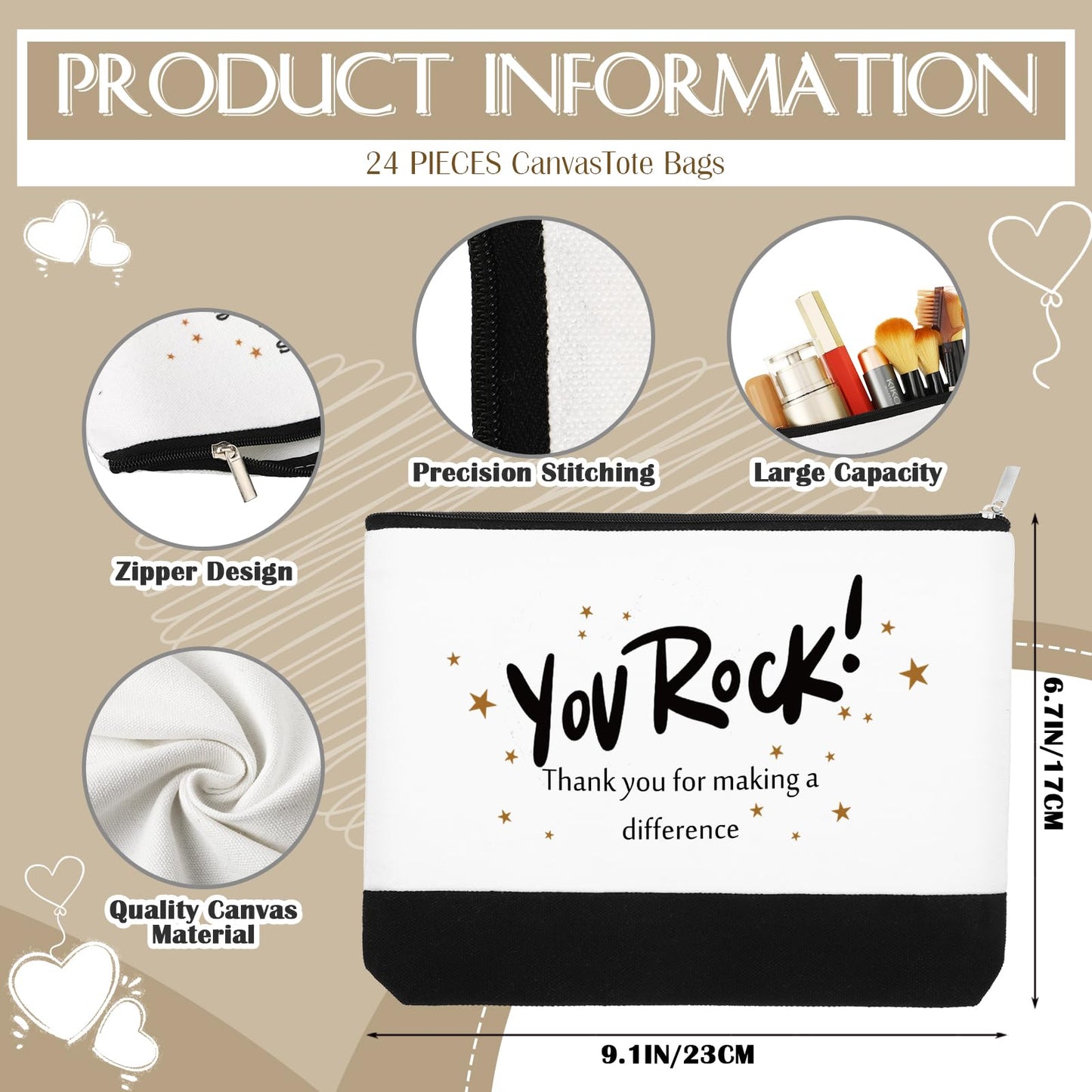 Abbylike 48 Pcs Employee Appreciation Gift Thank You Tote Bags for Women Vet Tech Week Teacher Coworker Staff Nurse(Mix)