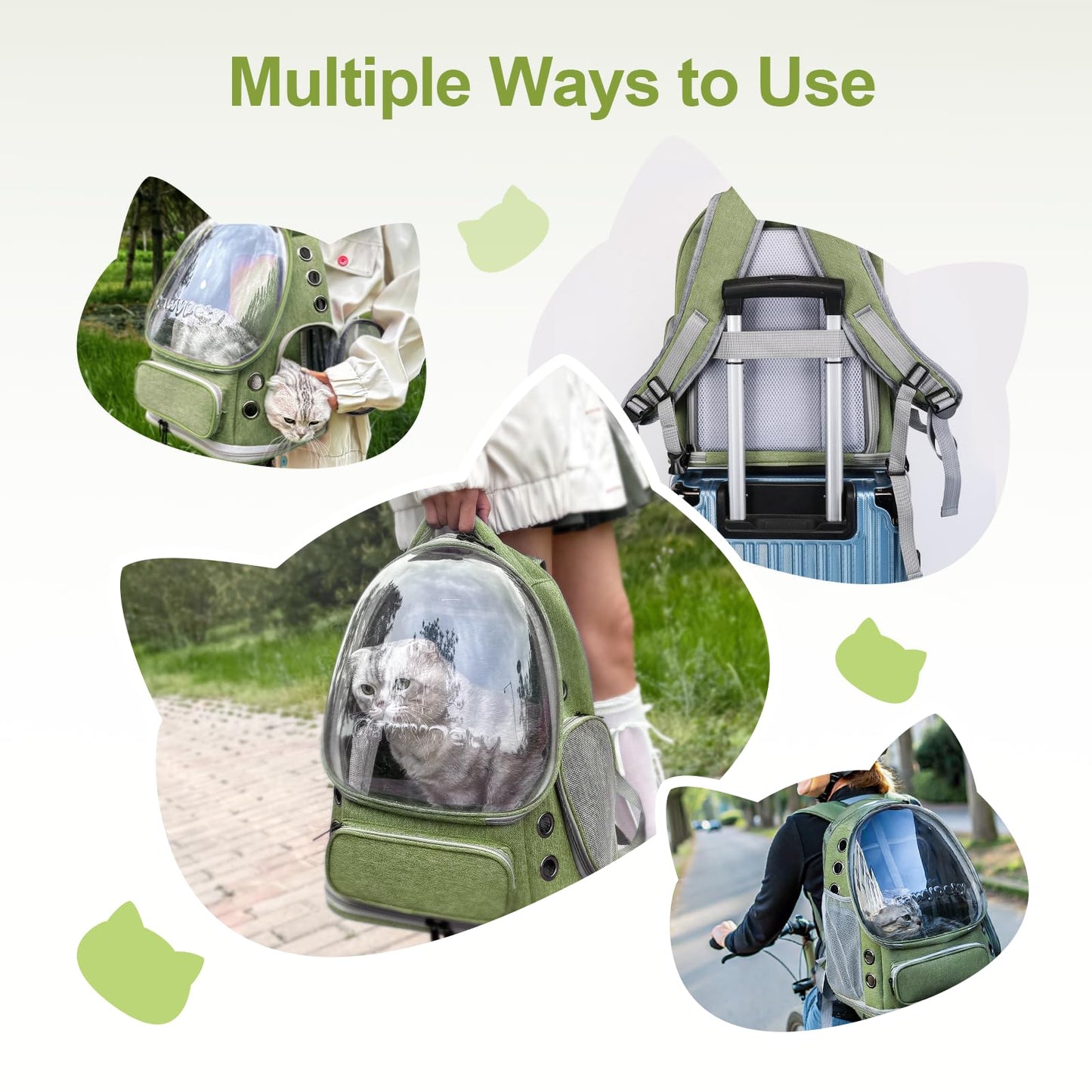 Cawypety Expandable Cat Backpack,Cat Bubble Backpack Carrier for Carrying Cats, Pets and Small Dogs,Airline-Approved,Designed for Travel, Hiking, Walking,Car