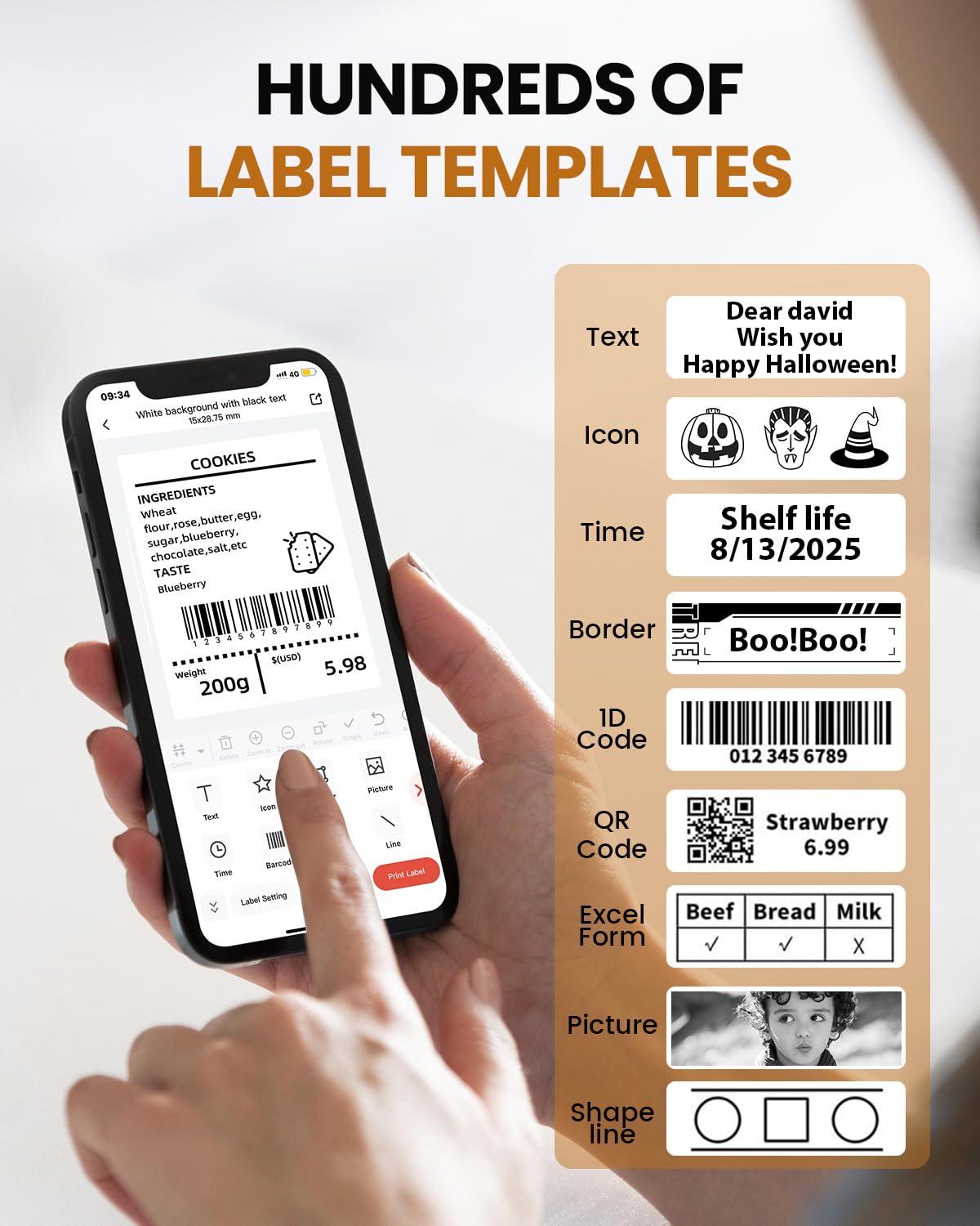 Barcode Label Printer 3 Inch - M260 Bluetooth Thermal Large Label Maker Machine, Portable Wireless & Inkless for Small Business, Home, Office - Waterproof Label, Compatible with iOS/Android/PC, Black