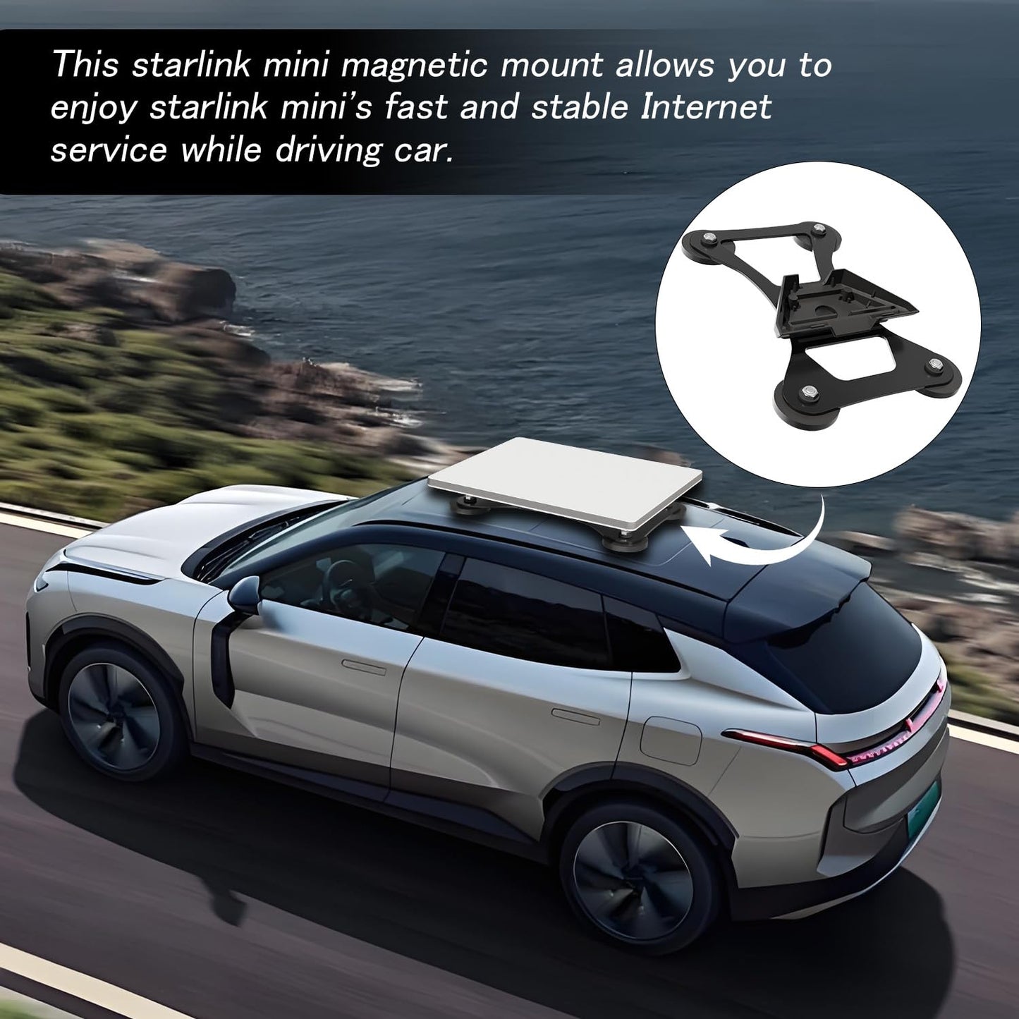 Lymorexan Starlink Mini Mount, Magnetic Roof Mount with Heavy Duty Magnet Bases, Quick Release, Compact and Portable, Starlink Accessories Suitable for RV, Car, Boat, Yacht, Truck