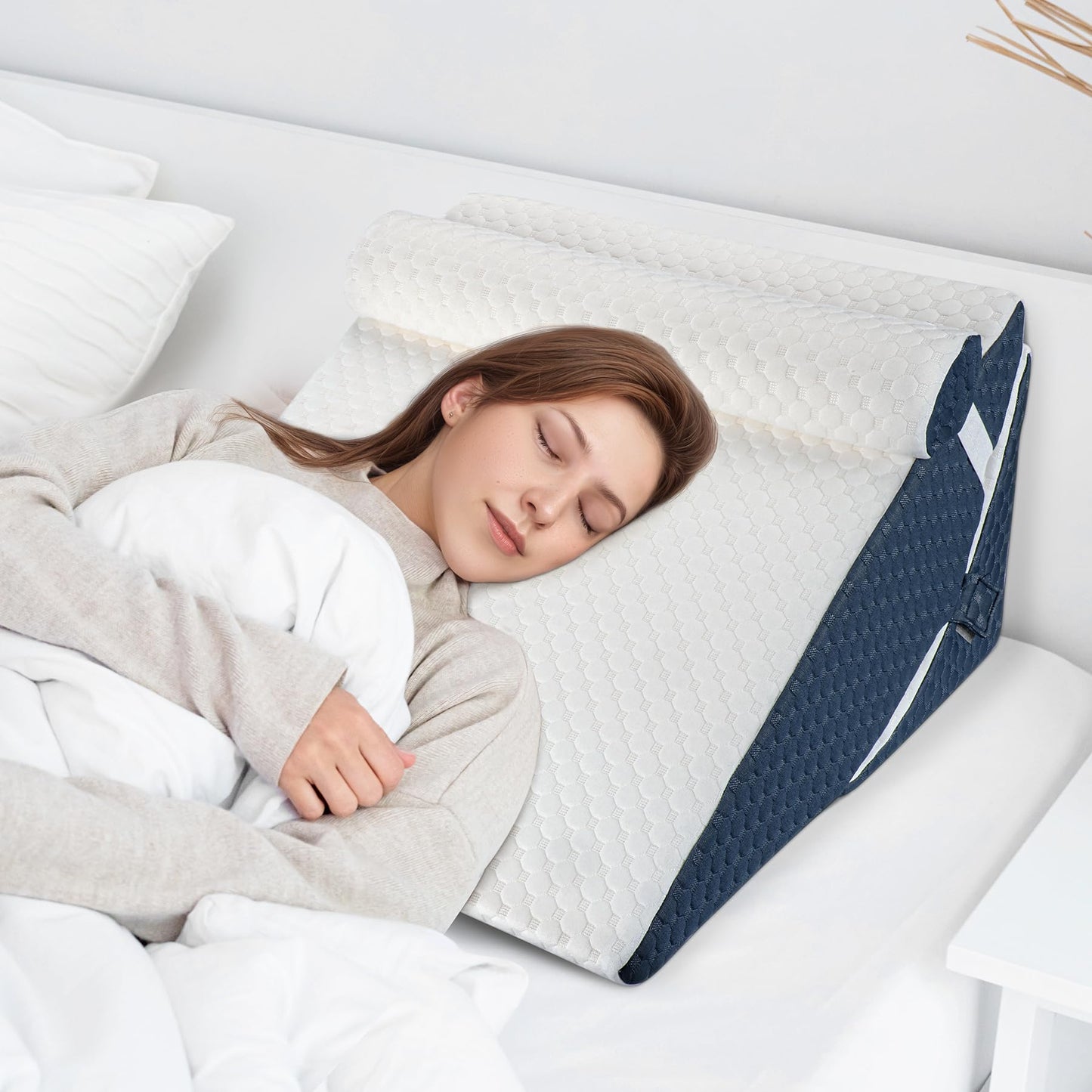 Bed Wedge Pillow for Sleeping, Adjustable 7 &12 Inch Foam Wedge Pillow for Post Surgery, Elevated Triangle Pillow for Acid Reflux, Back Pain Relief, Leg Support，3pack