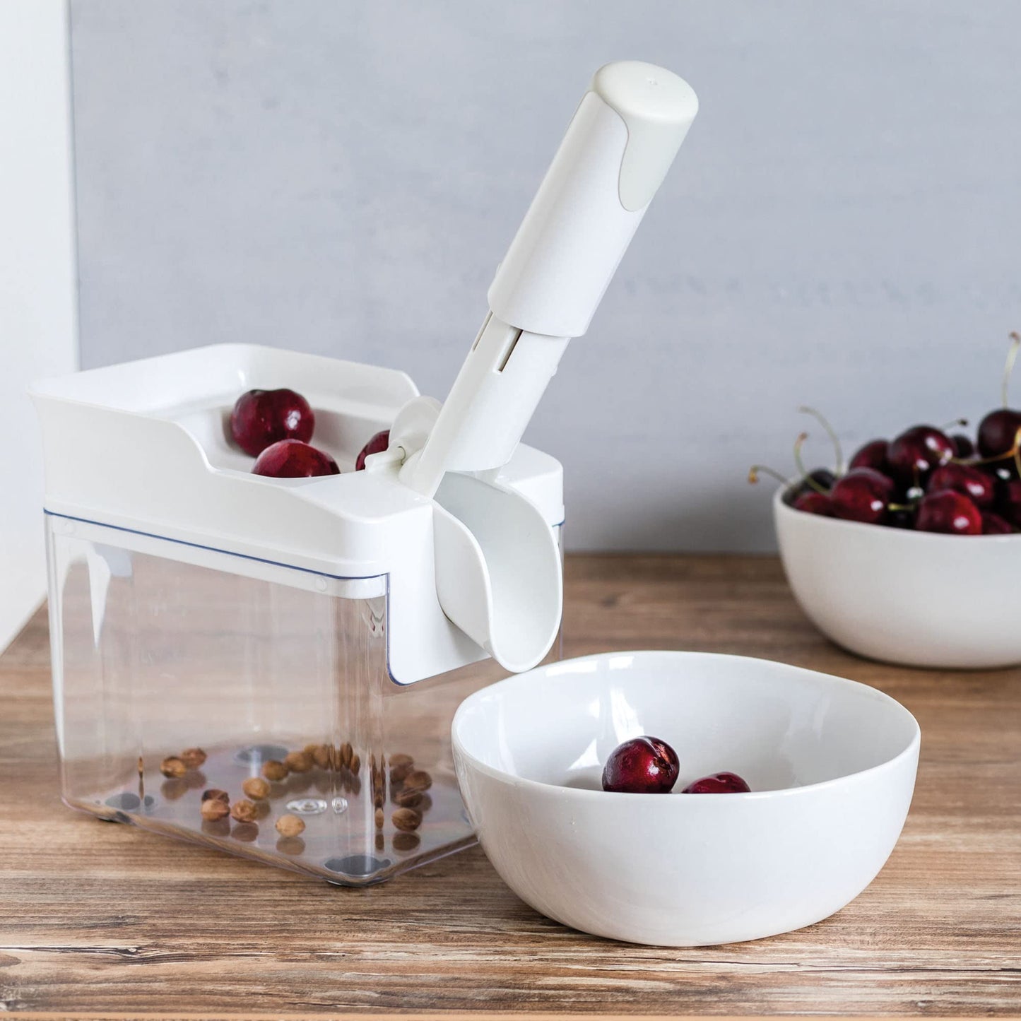 Leifheit Cherry Stoner Remover, Stainless Steel Plunger, White