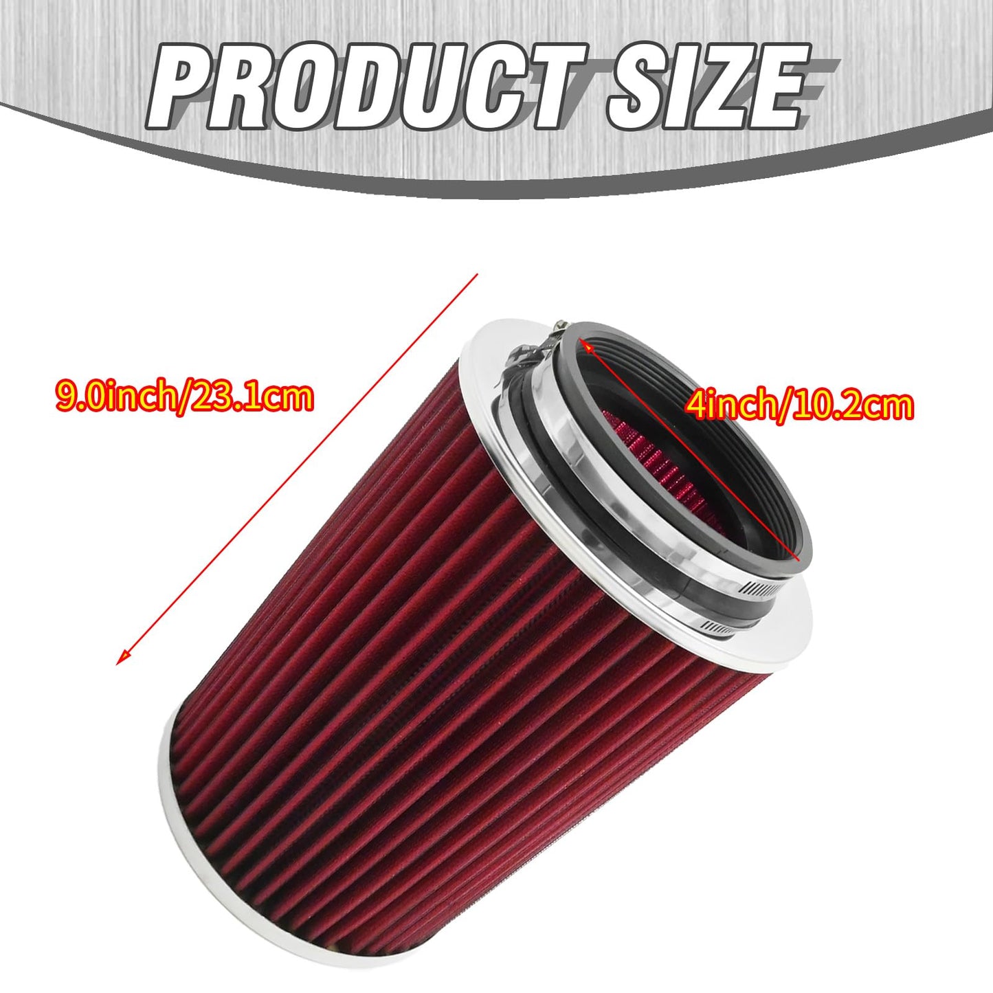 Anxingo 4-Inch 102 MM Inlet Round Taper Cone Air Filter Cleaner, Washable Reusable for Car and Motorcycle