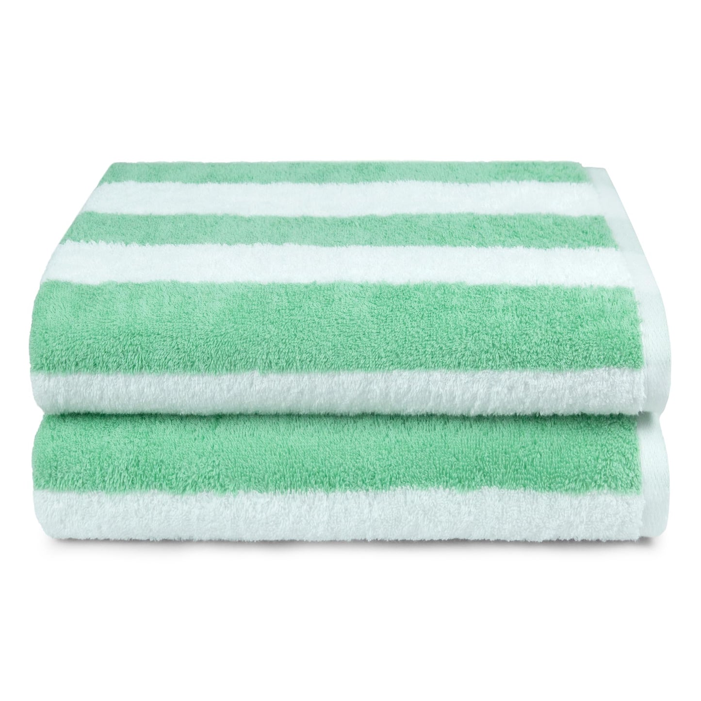 Amazon Basics Cabana Stripe Beach Towel - Pack of 2, Green