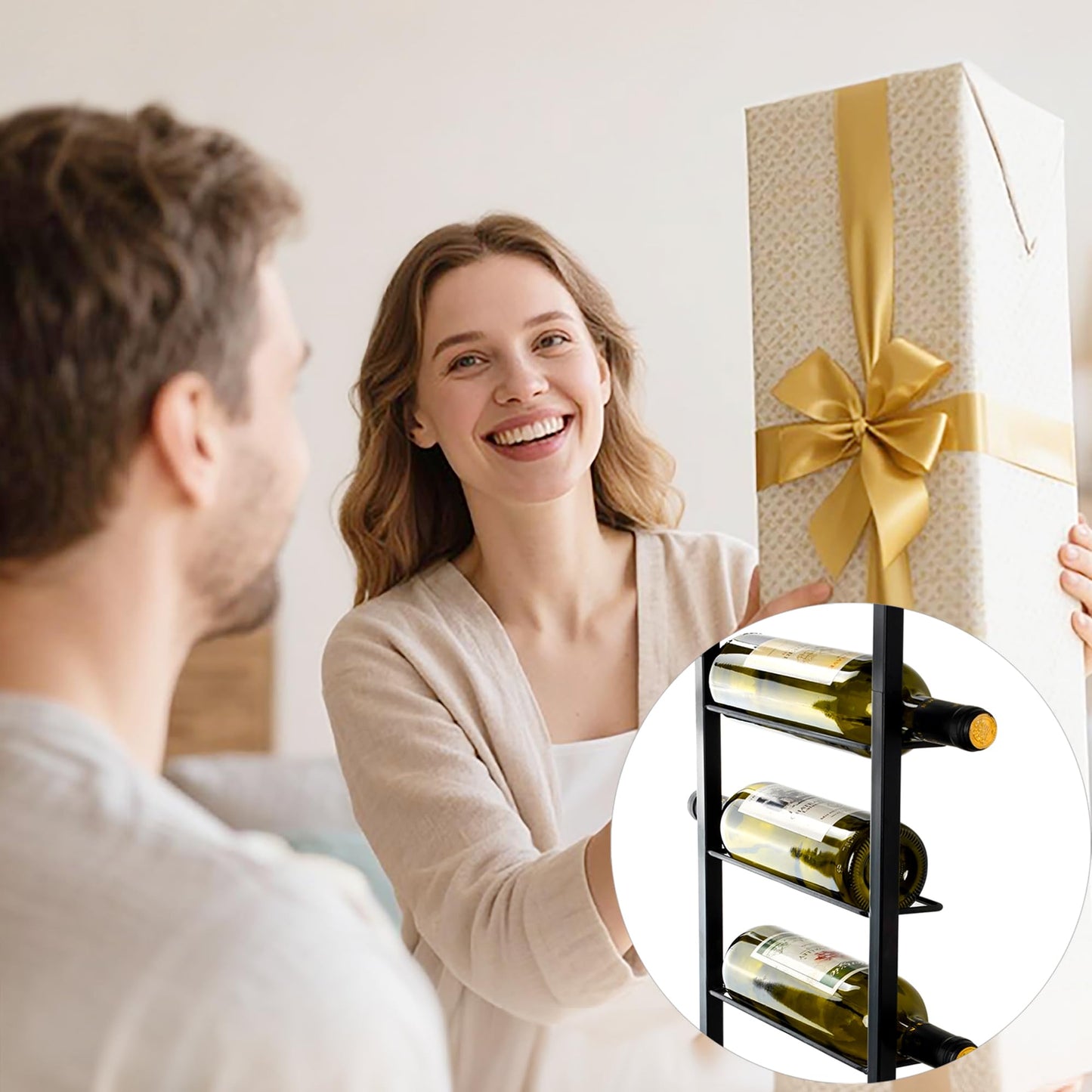 AQAREA Wall Mounted Wine Rack: Metal Hanging 10 Bottle Wine Holder - Black Wine Storage Rack