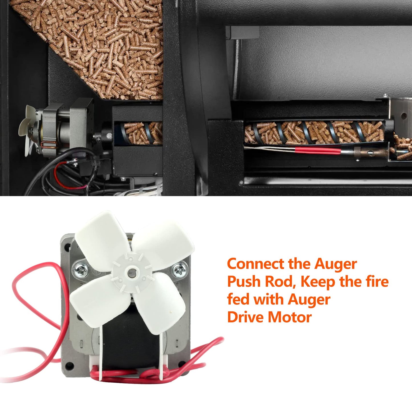 Onlyflame Replacement BBQ Auger Motor Kit for Traeger Grill Models & Pit Boss Wood Pellet Grills (Except PTG) & Camp Chef Smoker - Auger Drive Motor Kit Barbecue Grill Replacement Parts