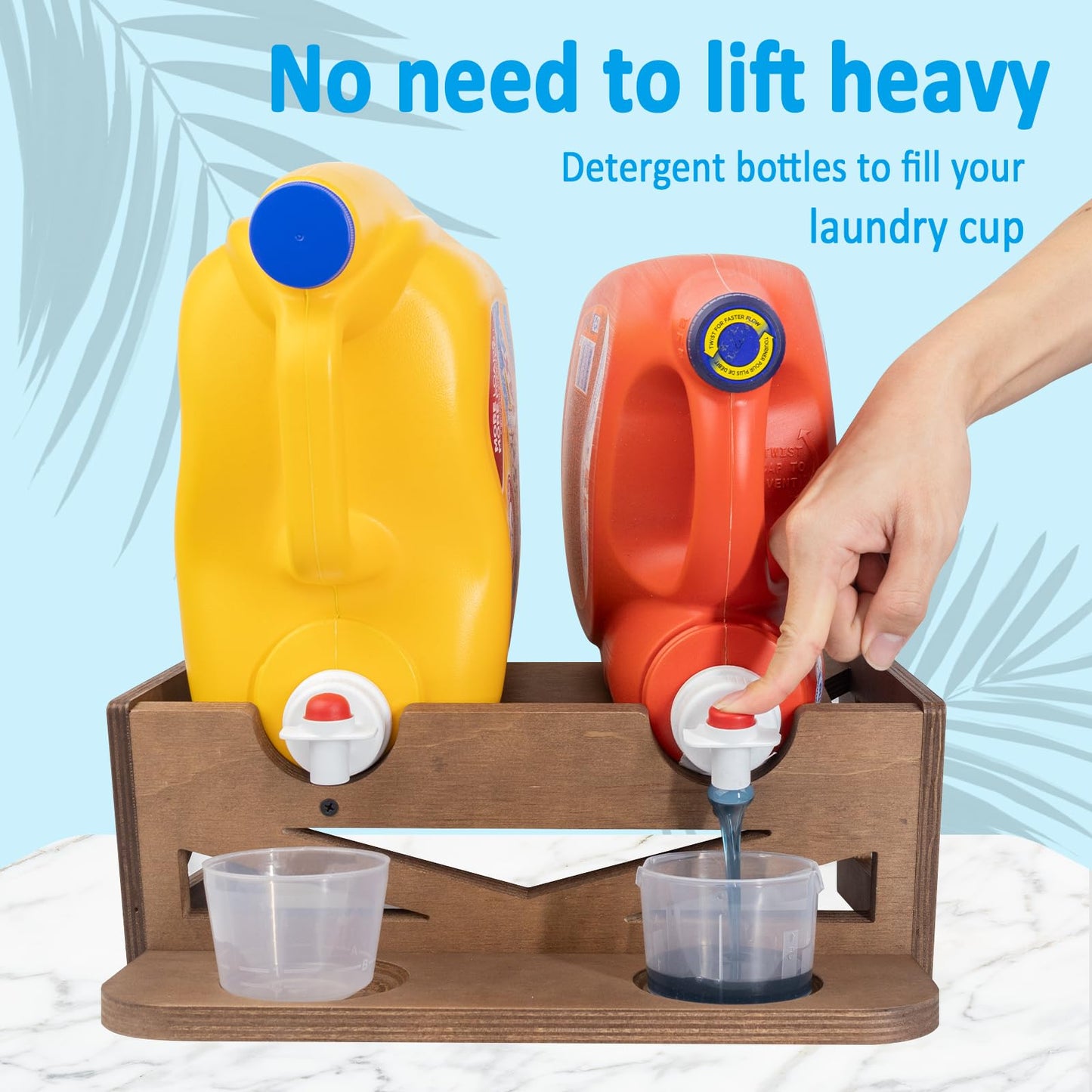 Laundry Detergent Holder,Can Hold 2 Bottles of Laundry Detergent,Holds up to 35 lbs.Wooden,Retro,Honourable
