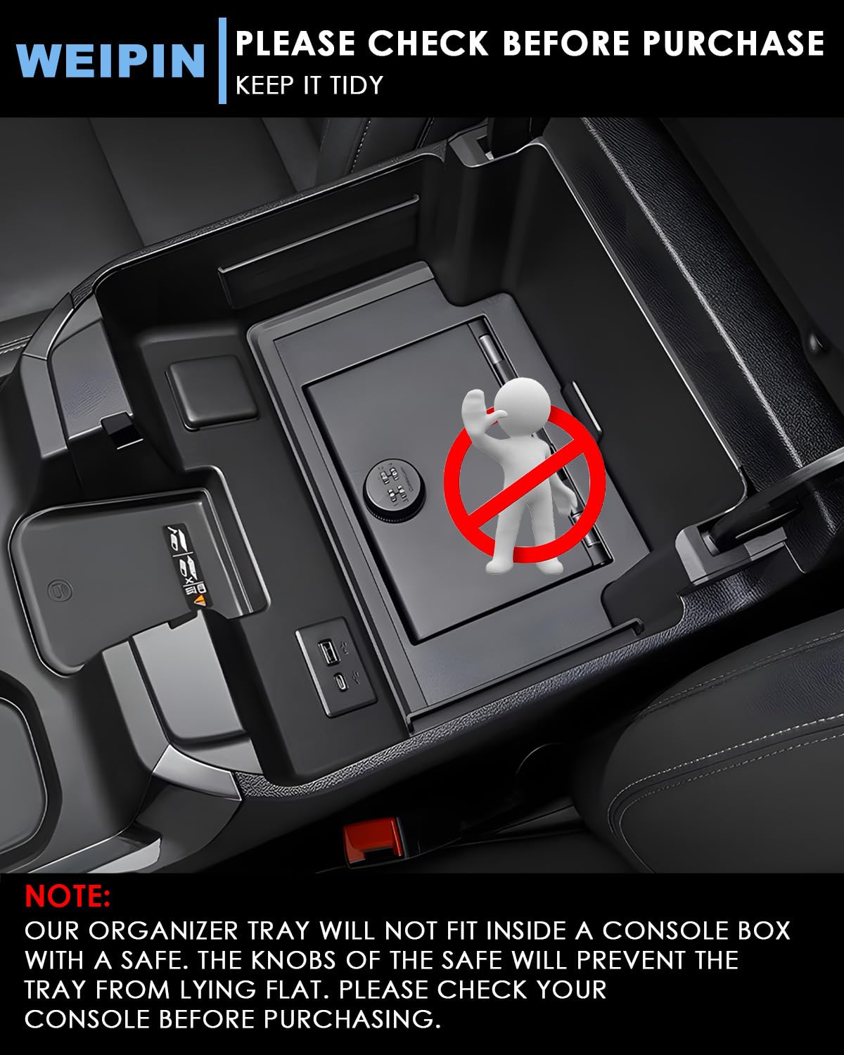 Silverado Sierra Center Console Organizer - Refreshed Models 2024-2025 Chevy Silverado/GMC Sierra 2500HD 3500HD - (Full Console w/Bucket Seats ONLY) - Black