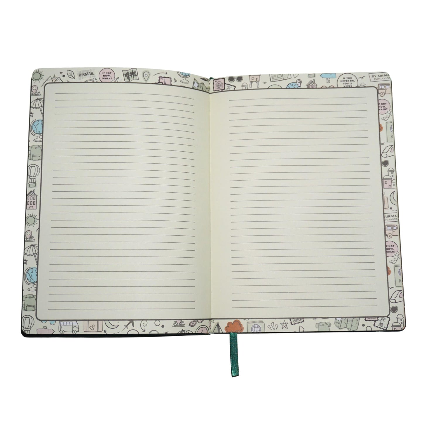 My Way Up Guided Travel Journal with Weekly Pockets for Memorabilia and Journaling Prompt Stickers Green
