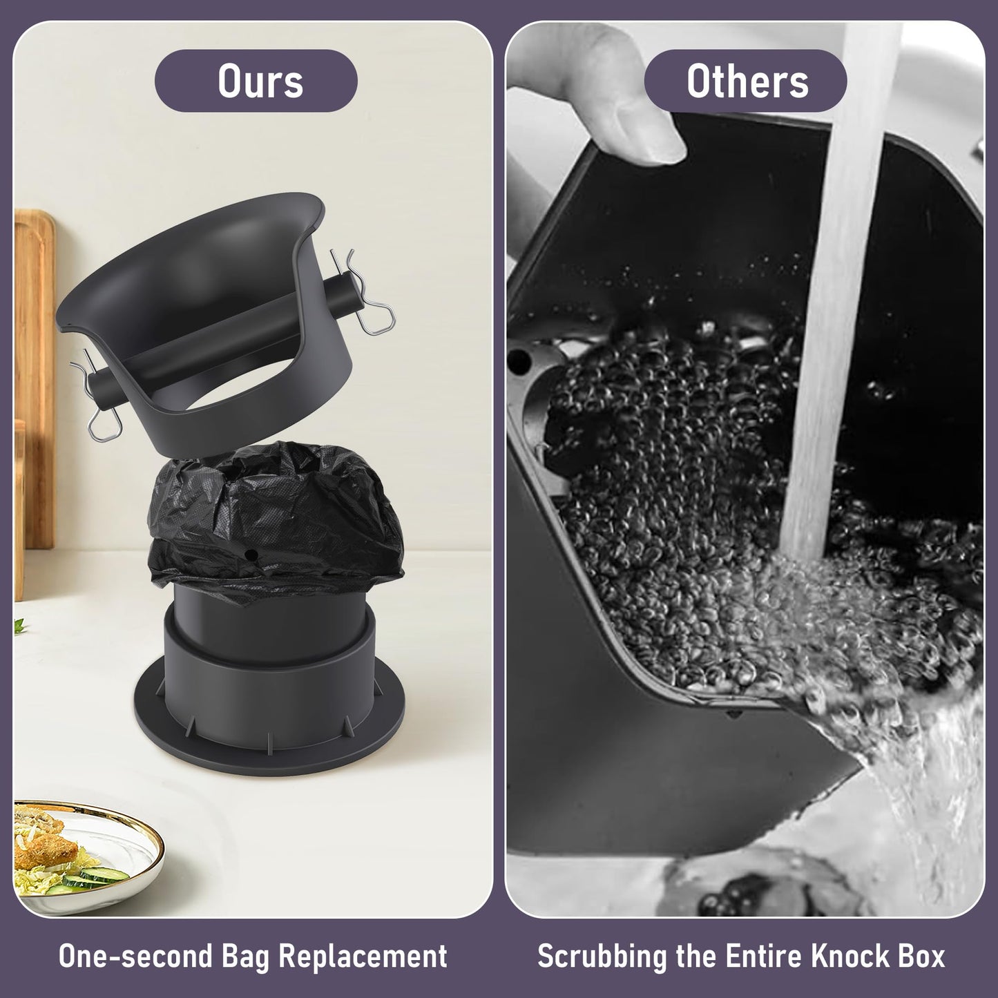 4L Knock Box Espresso, Knock Box for Grounds, Coffee Puck Dump Bin with Barista Towel, Brush and Trash Bags for Espresso Machine Cleaning, Coffee Bar Accessory for Cafes Breakroom