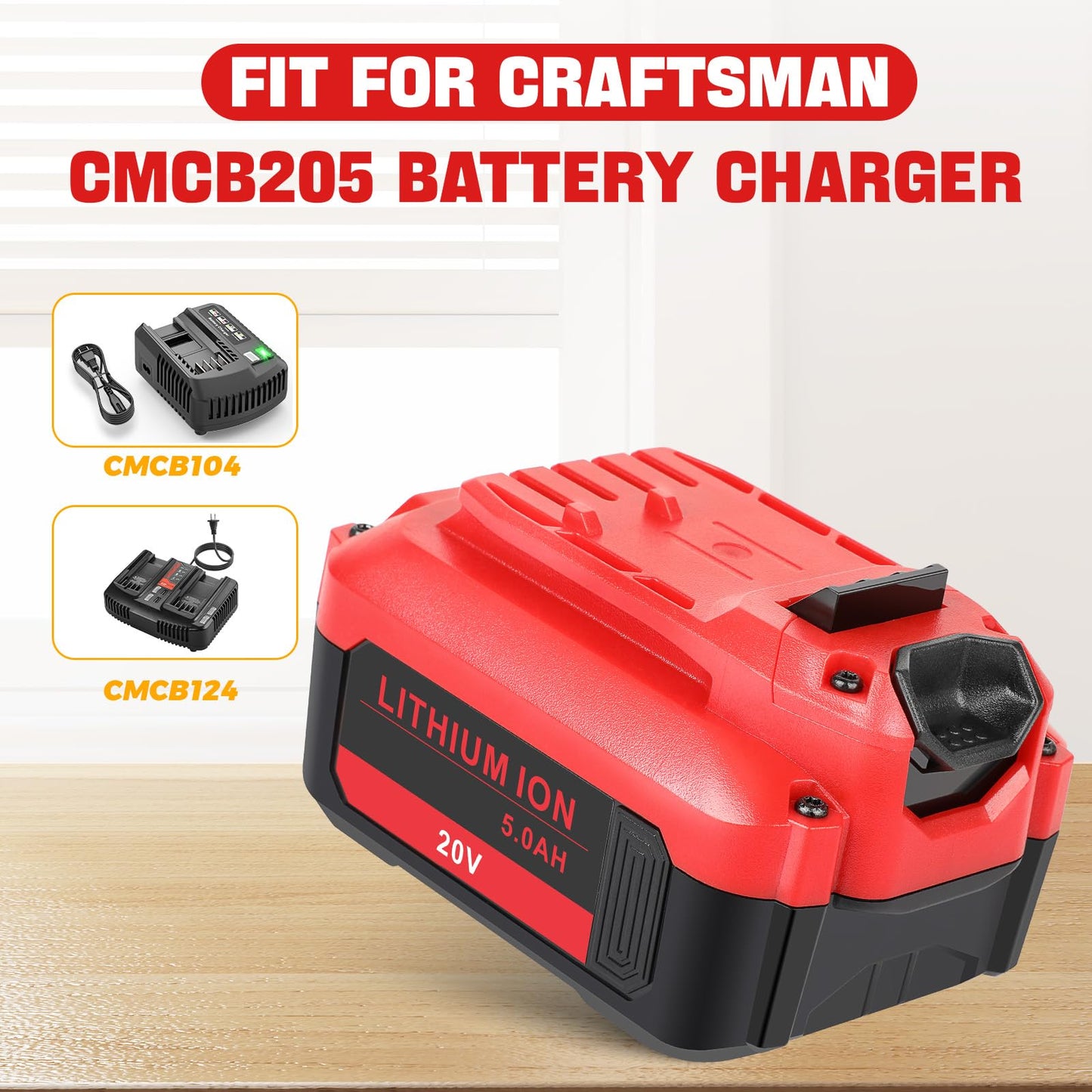 ARyee Upgraded 20V 5000mAh CMCB205 Battery Compatible for Craftsman 20V Battery Compatible with Craftsman Cordless Impact Driver Tools CMCB204 CMCB205 CMCB202