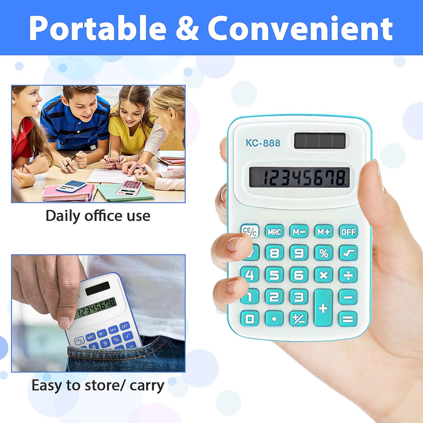 26 Pack Pocket Calculator Small Battery Powered Basic Calculator Bulk Mini Size 4 Function Hand Held Calculator for Students Kids School Home Office in
