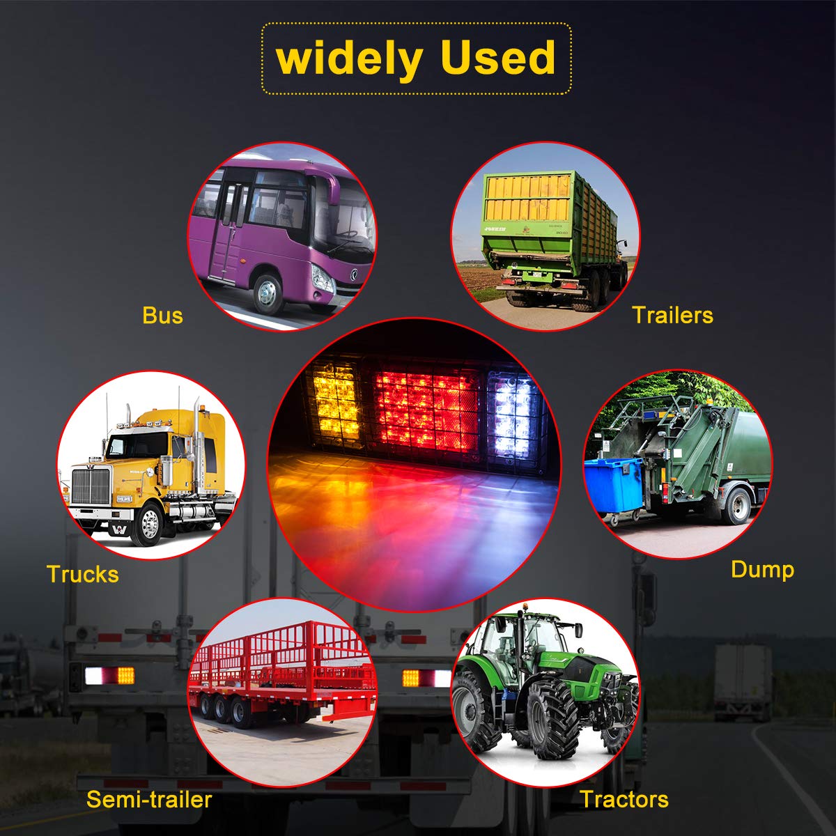 LIMICAR 40 LED Trailer Tail Lights Kit Waterproof, Truck Tail Lights with Reverse Turn Signal Brake Trailer Light Kit, Boat Trailer Lights For UTV UTE RV Camper Pickup (2 Pack)