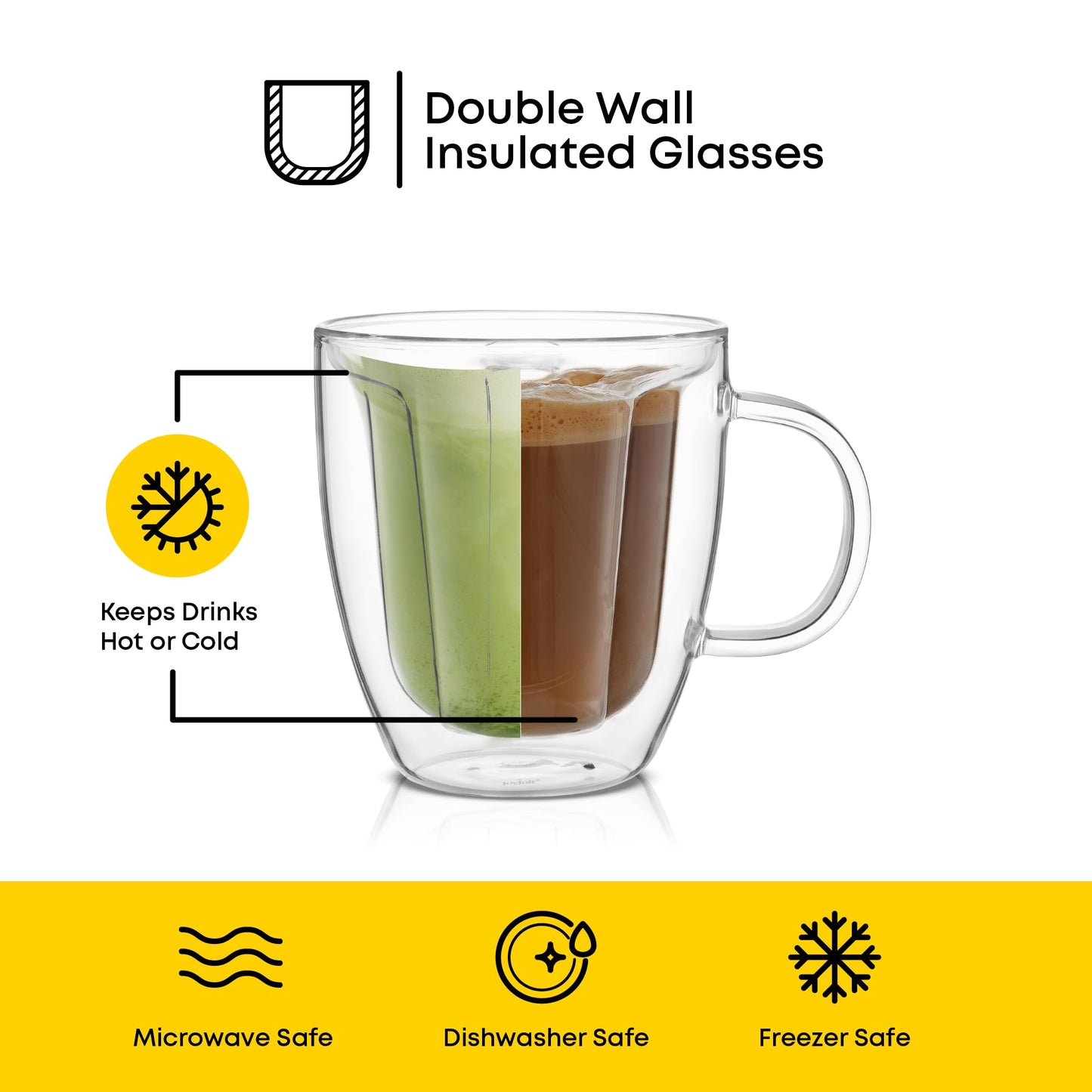 JoyJolt Disney Mickey Mouse 3D Glass Cups Set of 2, 10oz Insulated Double Wall Glass Coffee Cups with 3D Design, Insulated Disney Coffee Cup Set, Unique Mugs Also for Espresso