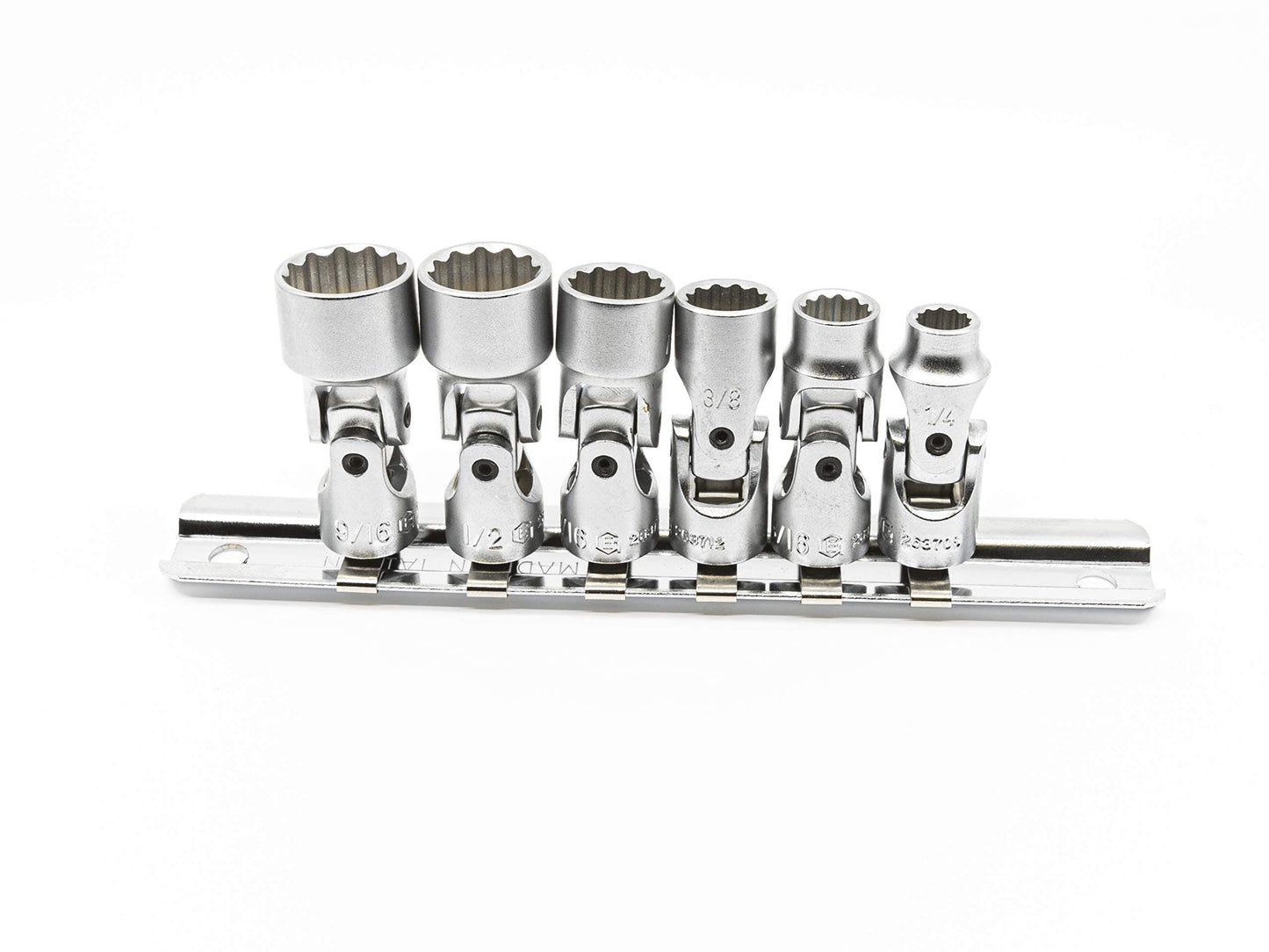 Genius Tools 6 Piece 1/4" Drive SAE Universal Hand Socket Set (12-Point), Matte Finish - US-206S
