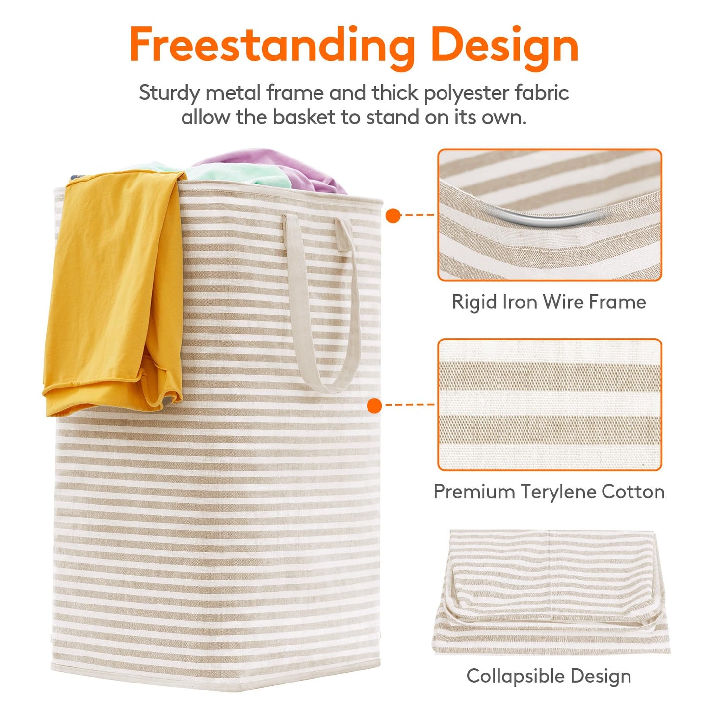 Lifewit 2-Pack 80L Freestanding Laundry Hamper, Large Collapsible Laundry Baskets with Easy Carry Extended Handles, Waterproof Clothes Hamper in Bedroom, Bathroom, Laundry Room, College Dorm, Beige