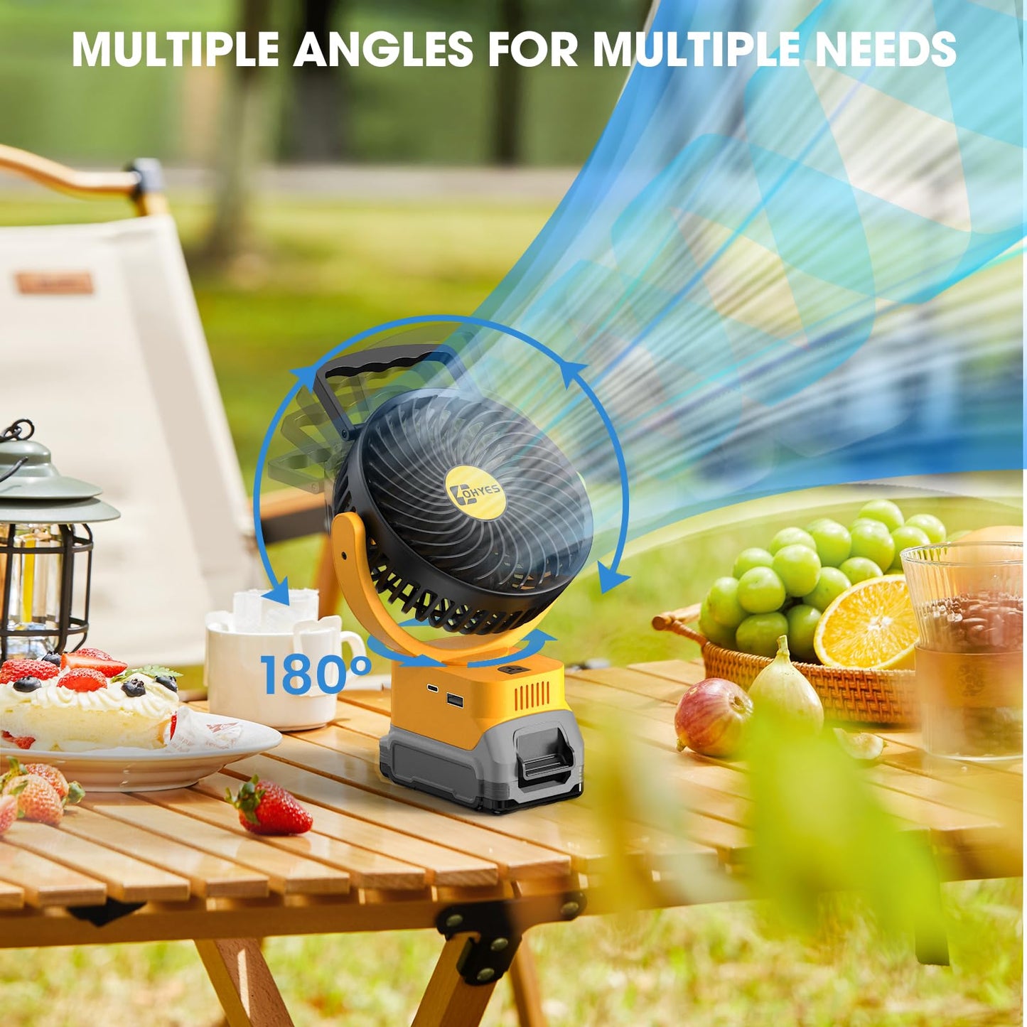 Jobsite Fan Fit For DeWALT 20V Max Battery Brushless Motor With USB A+C Fast Charging For Camping Workshop and Construction Site(Battery not included)