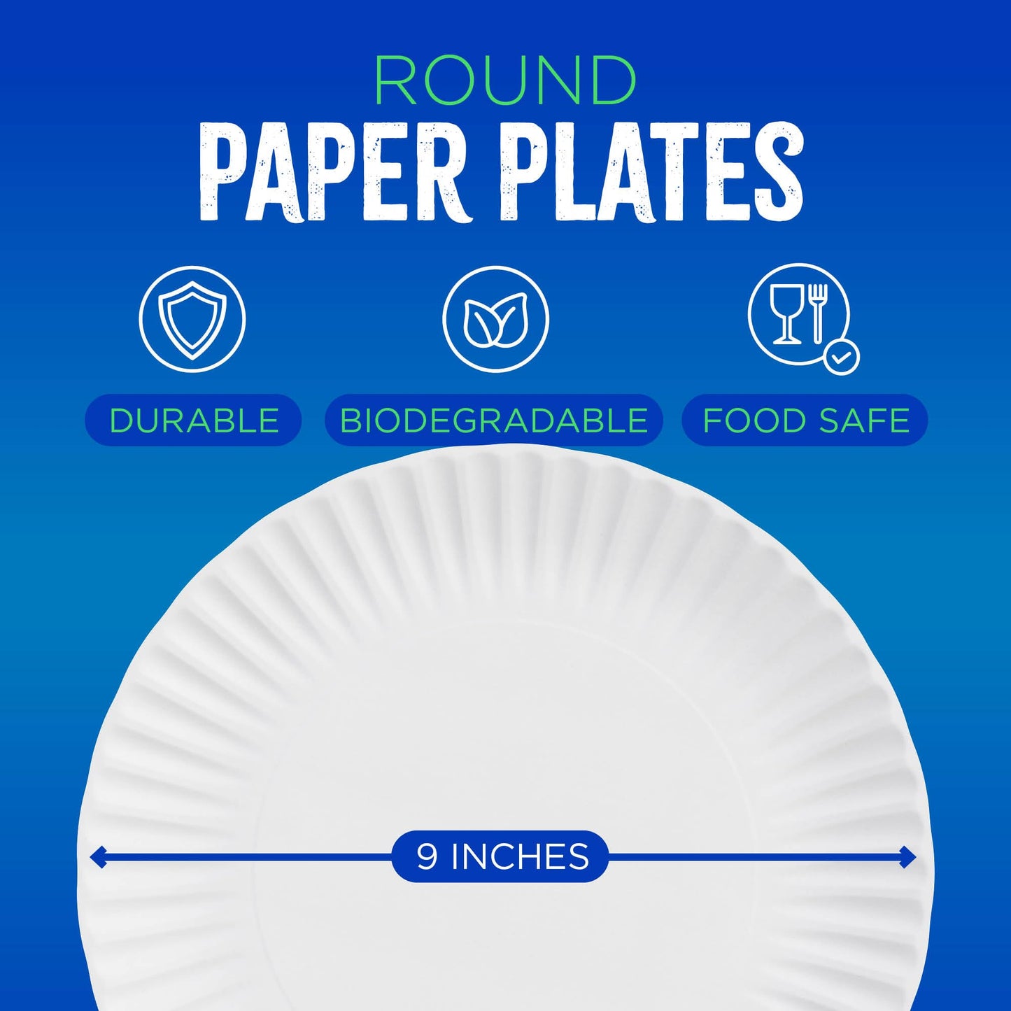 Paper Plates 9 Inch Bulk Paper Plates | White Paper Party Plates | Uncoated Disposable Microwavable Paper Plates | Microwave Safe Dishes For Everyday Dinner Picnic BBQ Party Event Crafts | 300 Pack