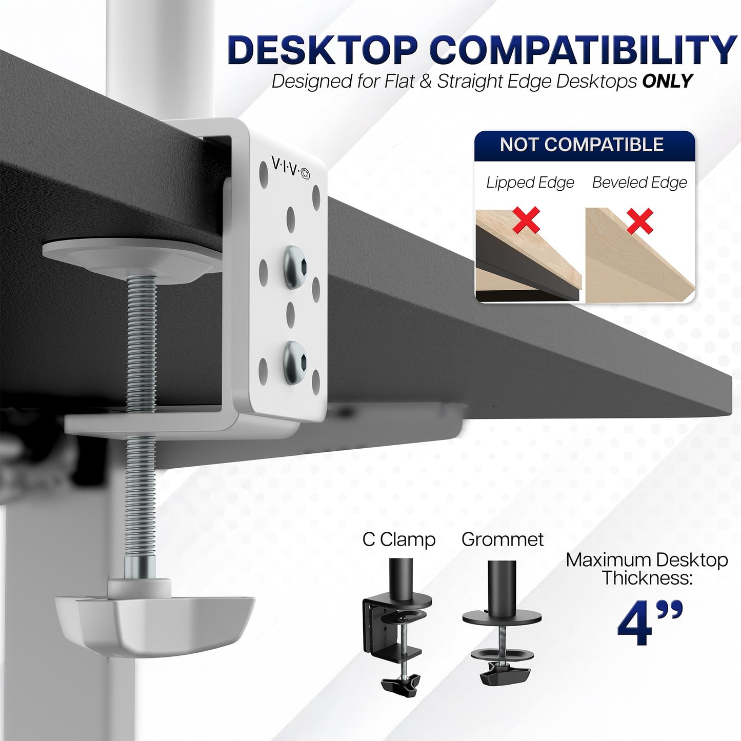 VIVO Extra Tall Single Monitor Desk Mount Stand with 39 inch Pole, Features Full Adjustability - Tilt and Articulation, Holds 13 to 32 inch Screens up to 10kg with VESA Mounting, White, STAND-V011W