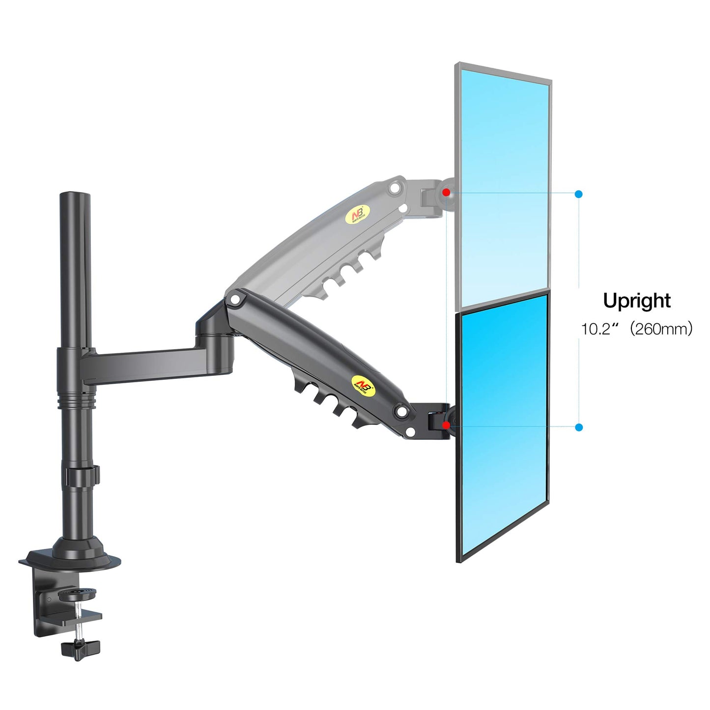 NB North Bayou Monitor Arm Monitor Stand Monitor Desk Mount Height Adjustable VESA Bracket for 22 to 35 Inch Computer Screen - Holds up to 26.4lbs with C Clamp Bolt-Through Grommet Base