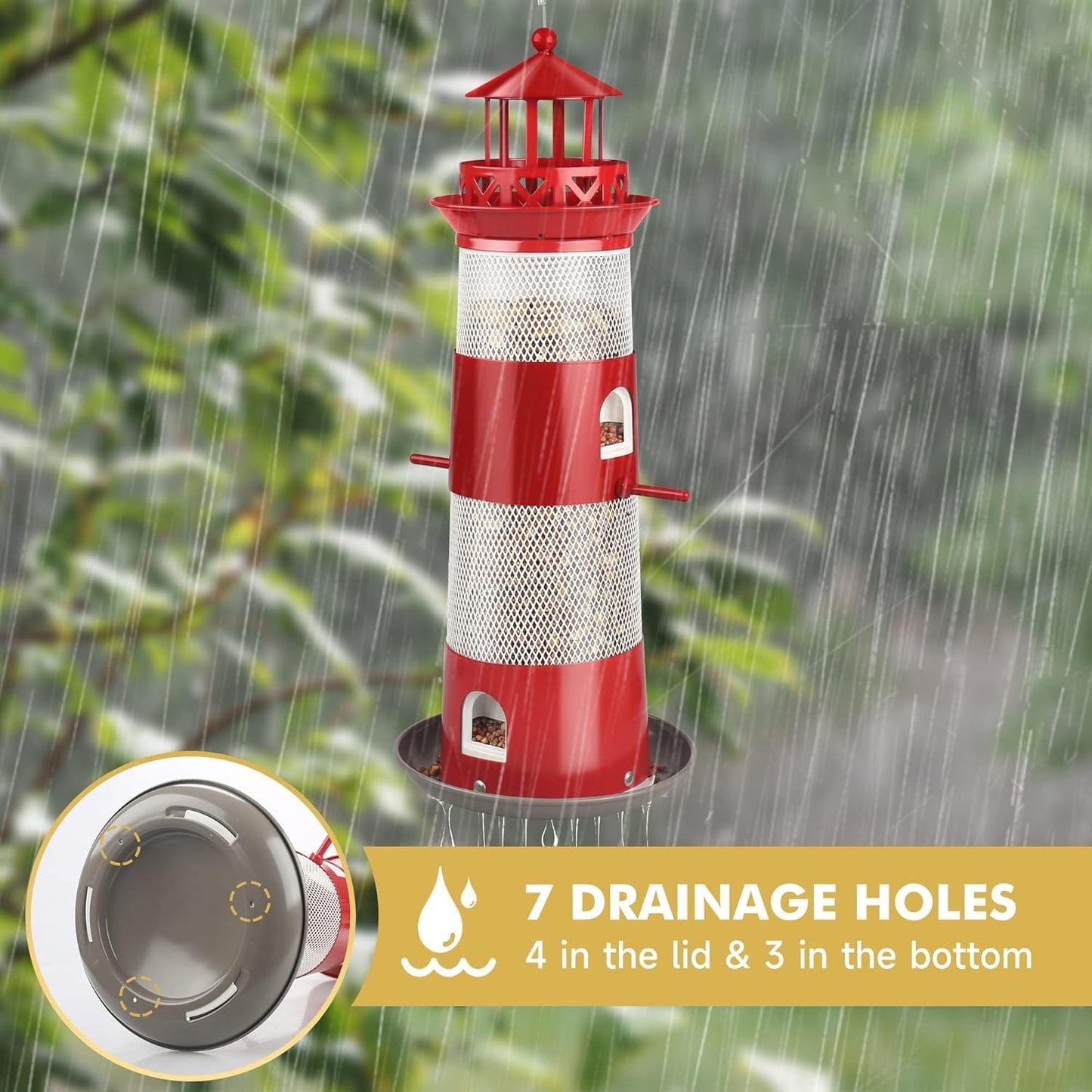 Decflow Bird Feeders for Outdoors Hanging, Wild Bird Feeder for Outside Bird, 4 lbs Large Capacity Durable Metal Bird Seed Feeder for Small Birds