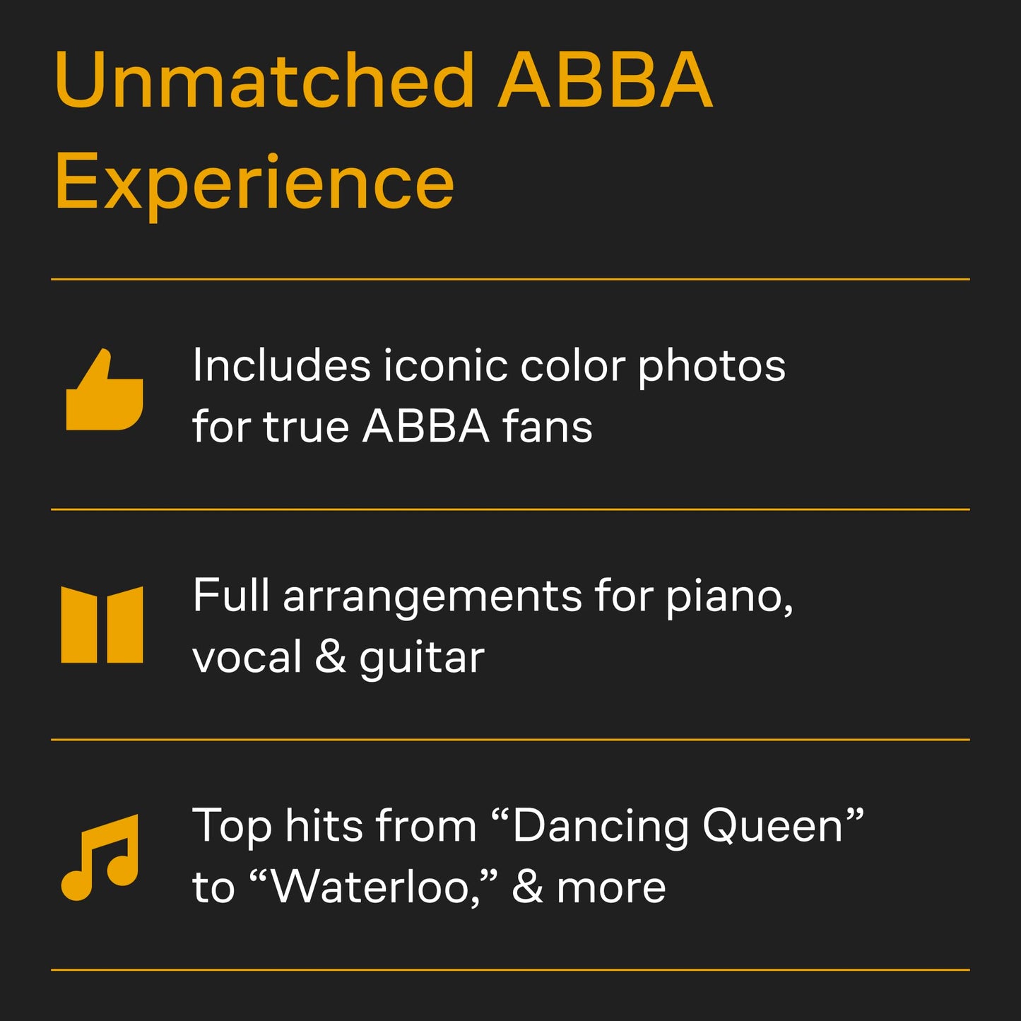 ABBA - Gold: Greatest Hits Piano Vocal Guitar Songbook | Iconic 70s Pop Piano Sheet Music | 19 ABBA Arrangements with Lyrics and Chords | Pop Music Piano Music Book