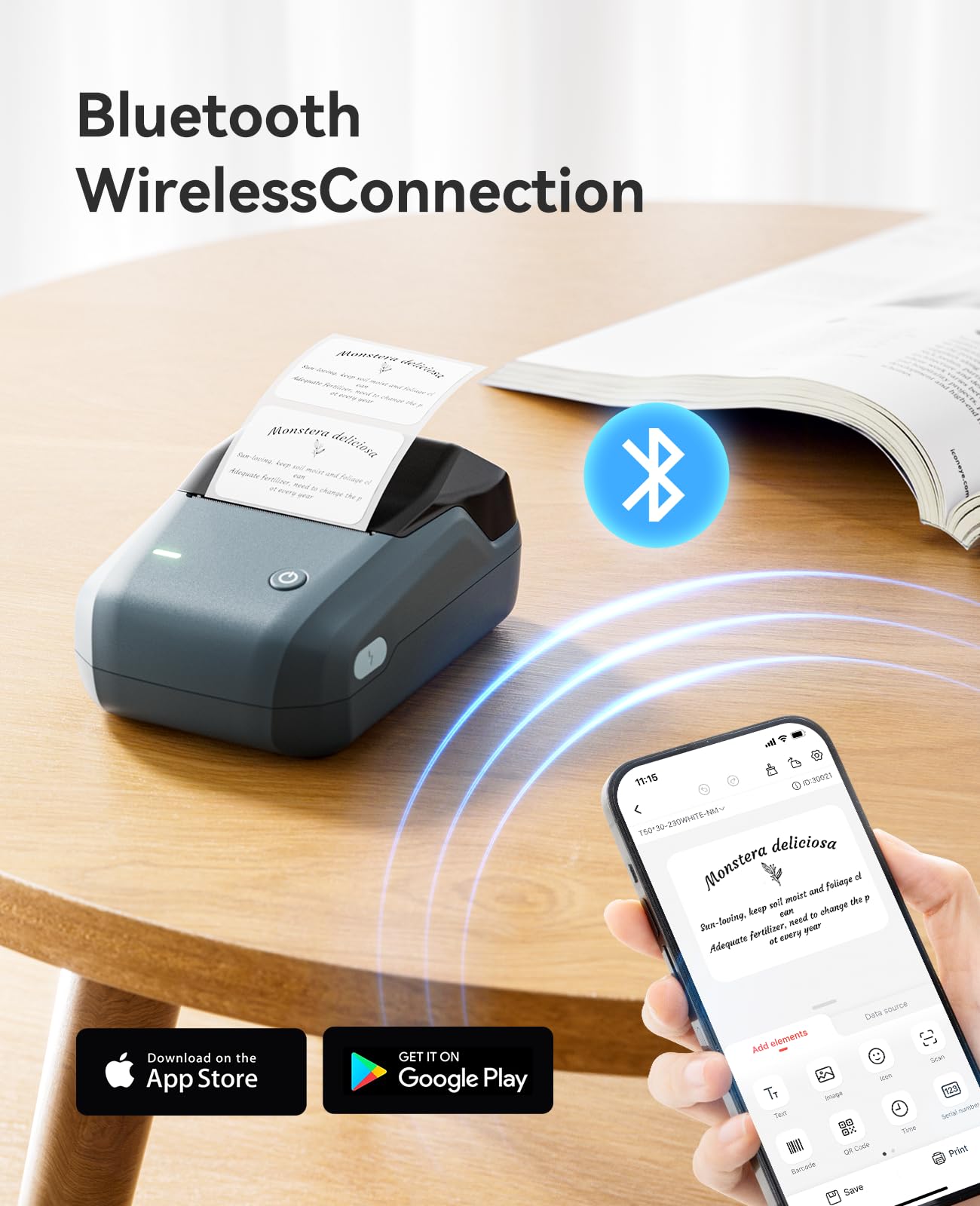 NIIMBOT B1 Label Maker Machine with Tape, Portable Thermal Bluetooth Printer for 2'' Stickers, Mini Barcode Labeler for Home School& Small Business
