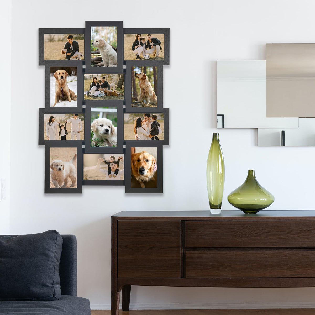 Scholartree Collage Picture Frames for 12 Photos, 4 x 6 Inches, Assembly Required, Black
