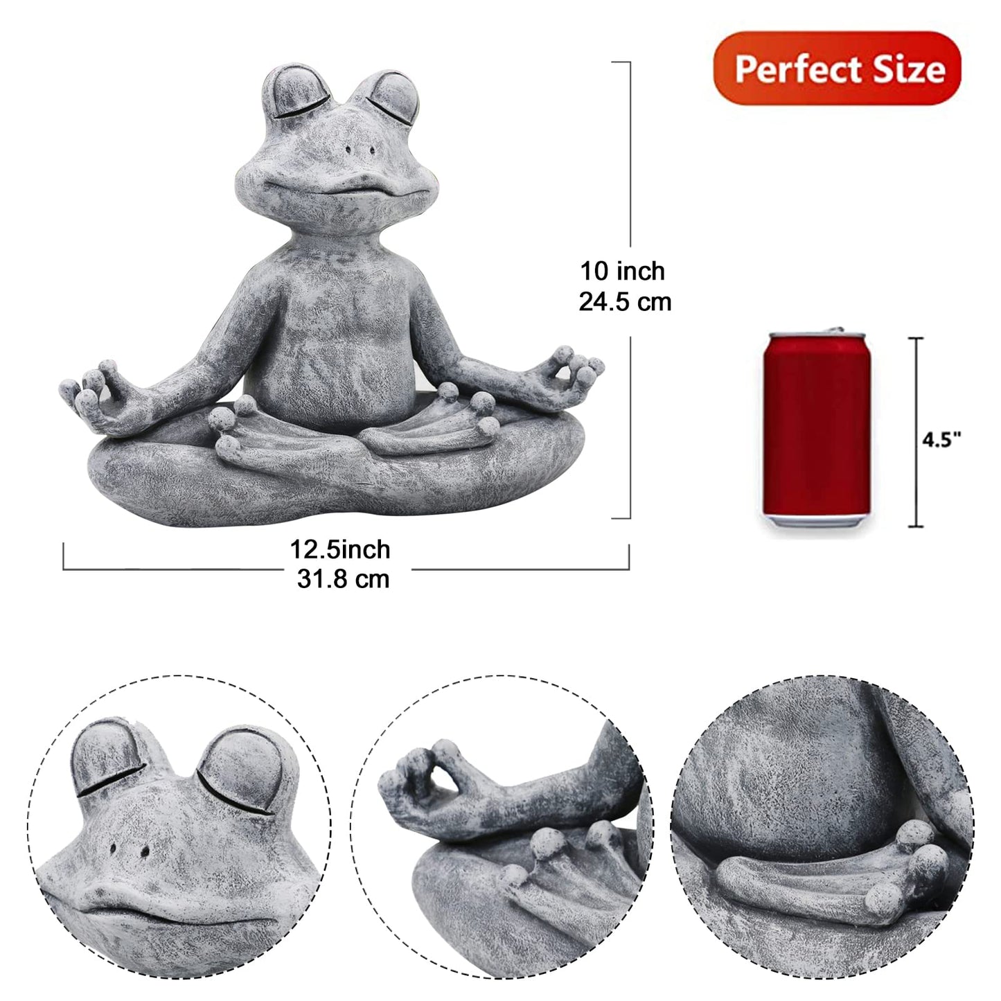 Goodeco Meditating Yoga Frog Statue - Zen Garden Frog Figurines for Home,Patio,Deck,Porch or Yard Art Outdoor Decor,Gift idea,Frog Gifts for Women 12.5"×10"