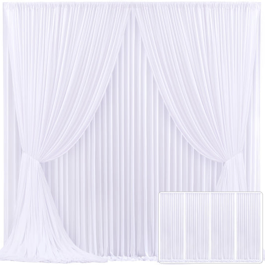 4 Panels White Backdrop Curtain for Parties Wedding Wrinkle Free White Photo Curtains Backdrop Drapes Fabric Decoration for Baby Shower 20ft(W) x 10ft(H)