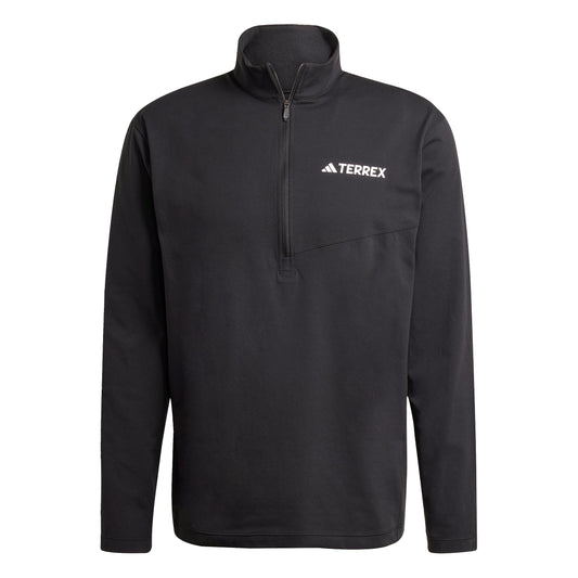 adidas Mens Terrex Multi Half-Zip Long Sleeve Hiking T-Shirt,Black,Medium