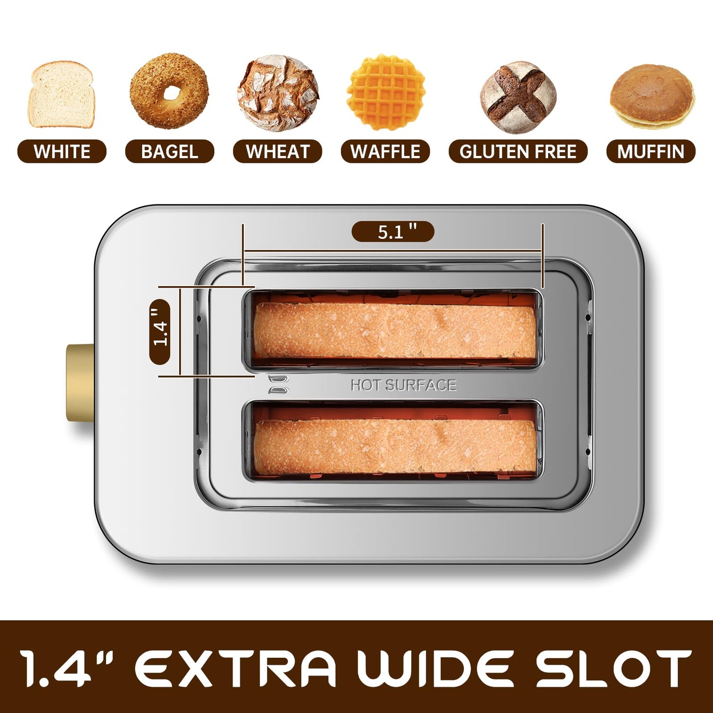 SEEDEEM Toaster 2 Slice, Touch Control Screen, Smart Stainless Toaster, 6 Shade Setting, 6 Bread Selection, Countdown, Removable Crumb Tray, 900W, Matte Black