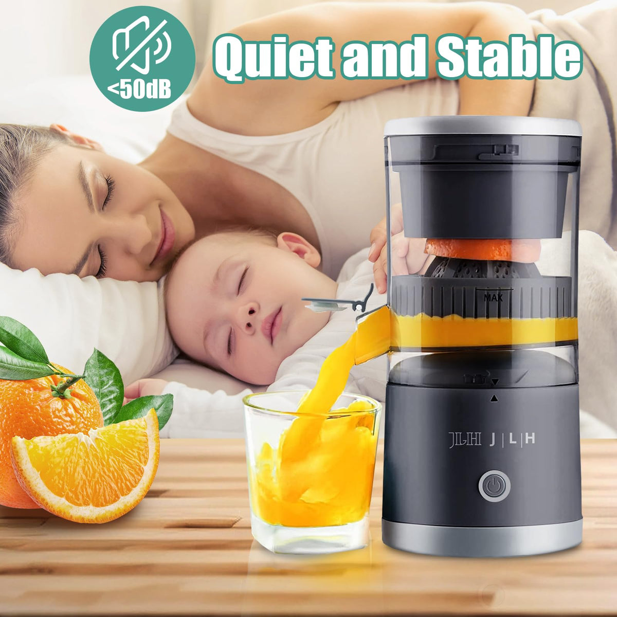 JLH Electric Citrus Juicer, Rechargeable Juicer Machines with USB and Cleaning Brush,portable electric Lemon Squeezer for Orange, Lemon,Lime, Grapefruit, Pomegranate, grapefruit(Grey) (Grey)