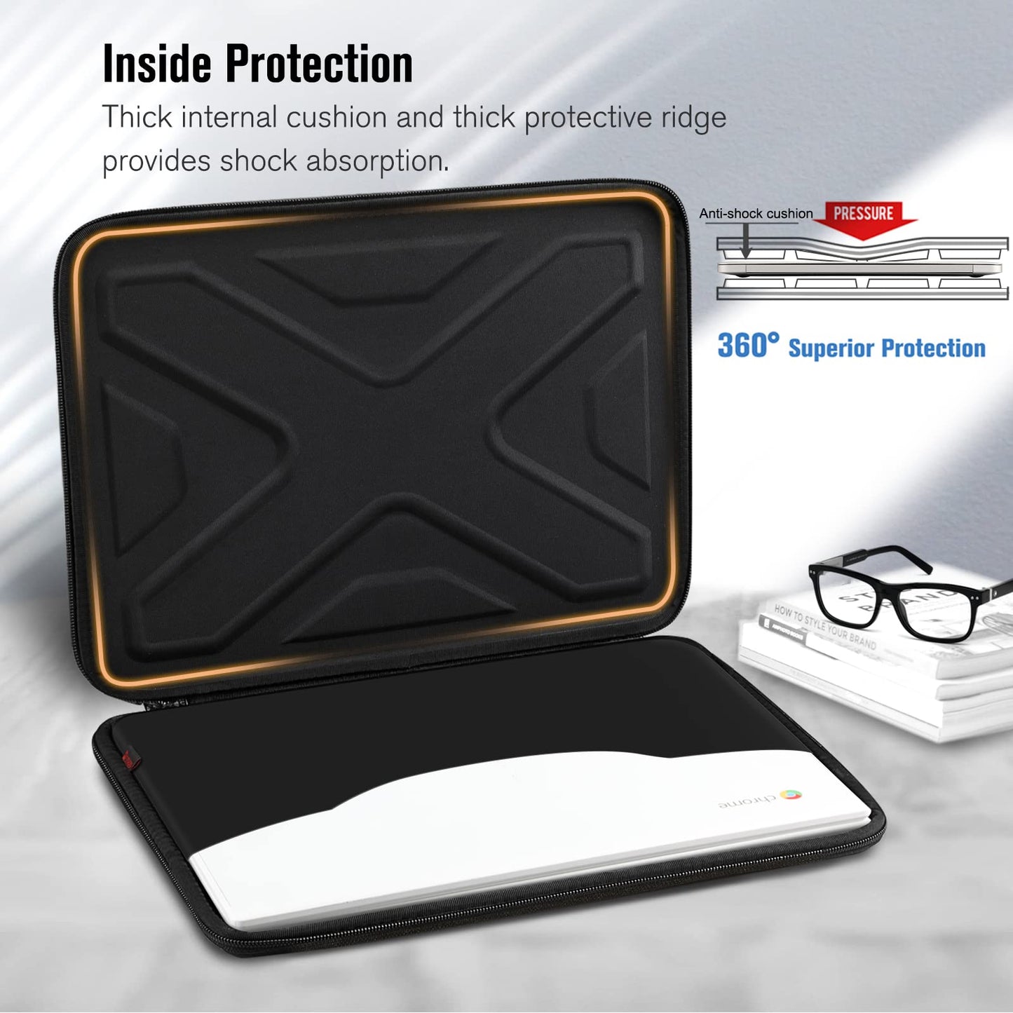 SITHON Hard Shell Case for 13-14 inch Chromebook, Computer Carrying Case for 14" Lenovo Flagship Chromebook/IdeaPad Slim 3, 14" ASUS Chromebook Flip CX1, Other Up to 14" Acer/HP/Dell Laptop Notebook
