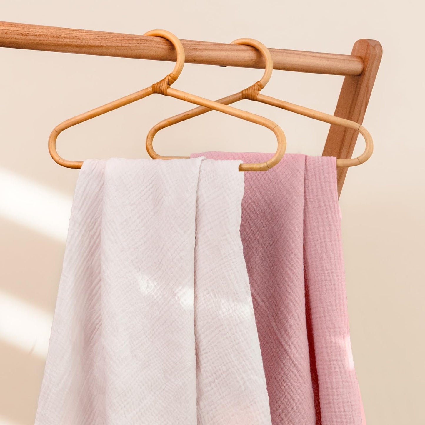 Lulumoon Muslin Crib Sheet Fitted Crib Mattress Sheet for Boys and Girls, 28"x 52" (Light Pink & Soft Pink)