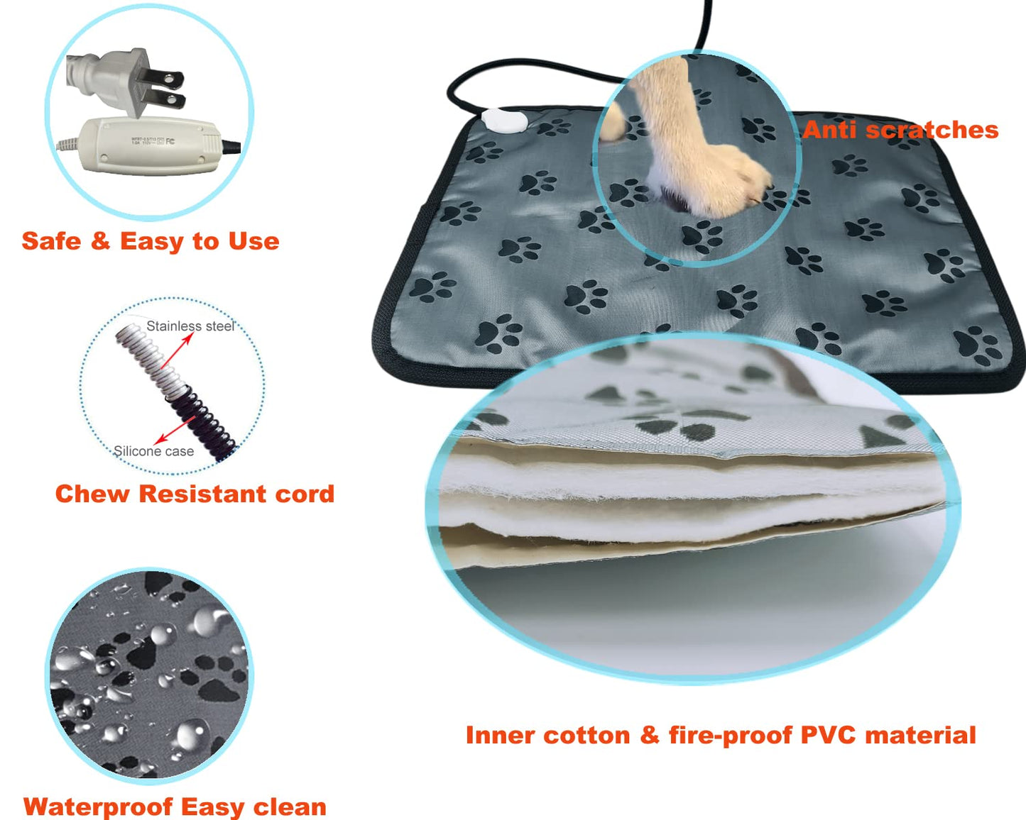 Pet Heating Pad for Extra Large Dog Bed Indoor,Waterproof Heated Dog Bed Mat,Pet Heating Pad,Cat Heating pad,Puppy Heating pad for whelping Box Outdoor Dog House,Easy Clean