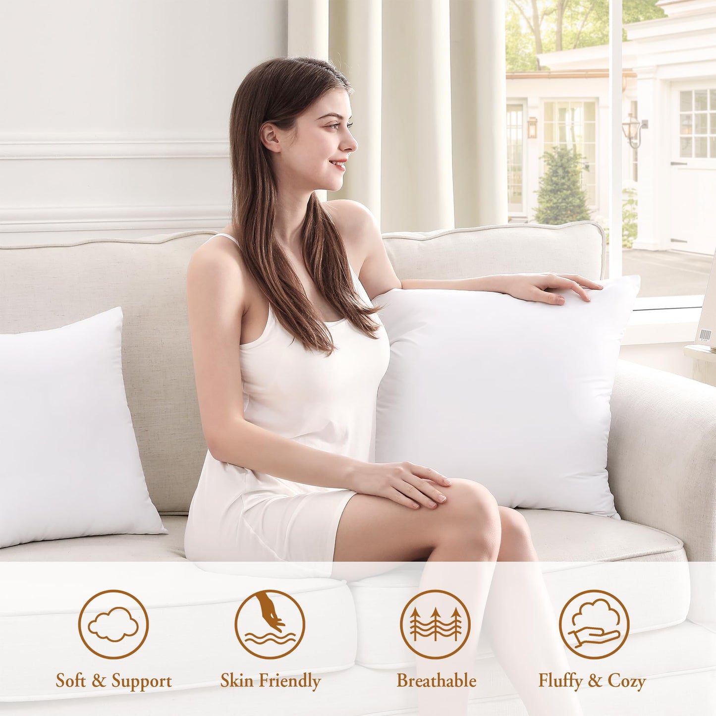 puredown® 12x20 Pillow Inserts 2 Pack Soft Fluffy Lumbar Throw Pillows for Couch Sofa and Bed Rectangle Decorative Cushion Inserts for Home Decor