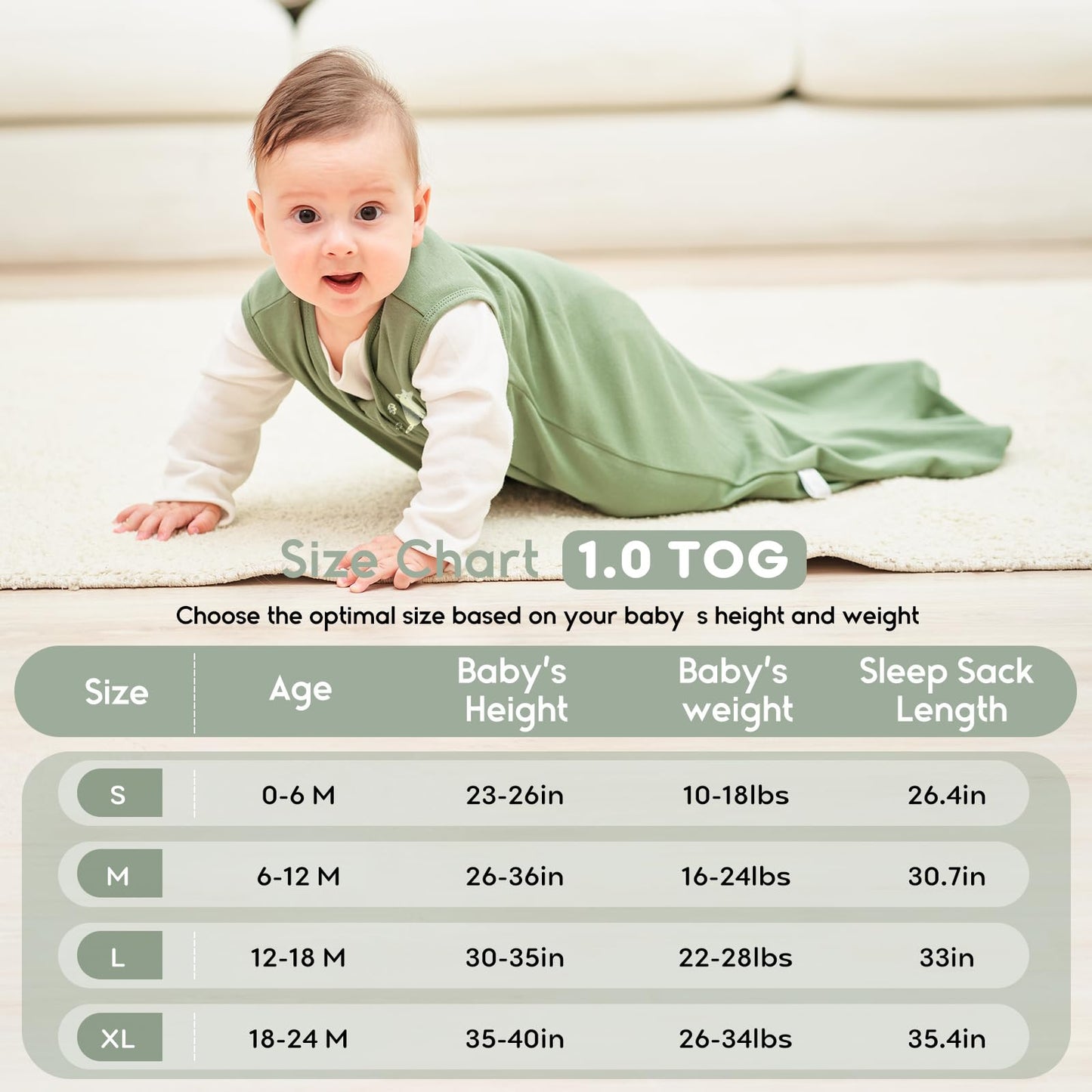 Yoofoss Baby Sleep Sack 6-12 Months TOG 1.0 Baby Wearable Blanket, 2 Pack 100% Organic Cotton Infant Toddler Sleeping Sack 2-Way Zipper Lightweight Sleepsack