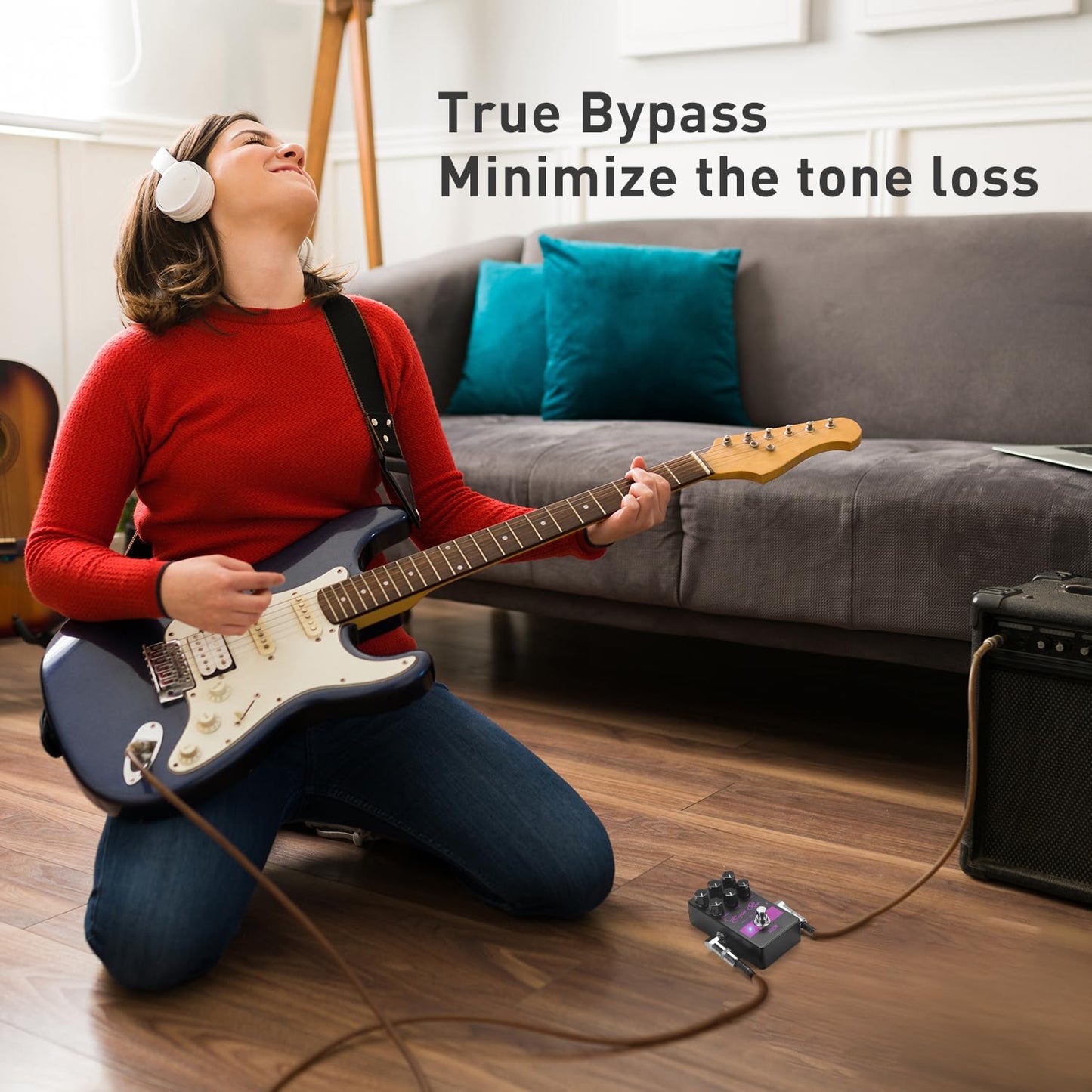 Satone S812 English Rose British Chime Overdrive Electric Guitar Effect Pedal - Bell-like Tone Transform Effect Preset Acoustic Metal Pedal with 3-Band EQ True Bypass
