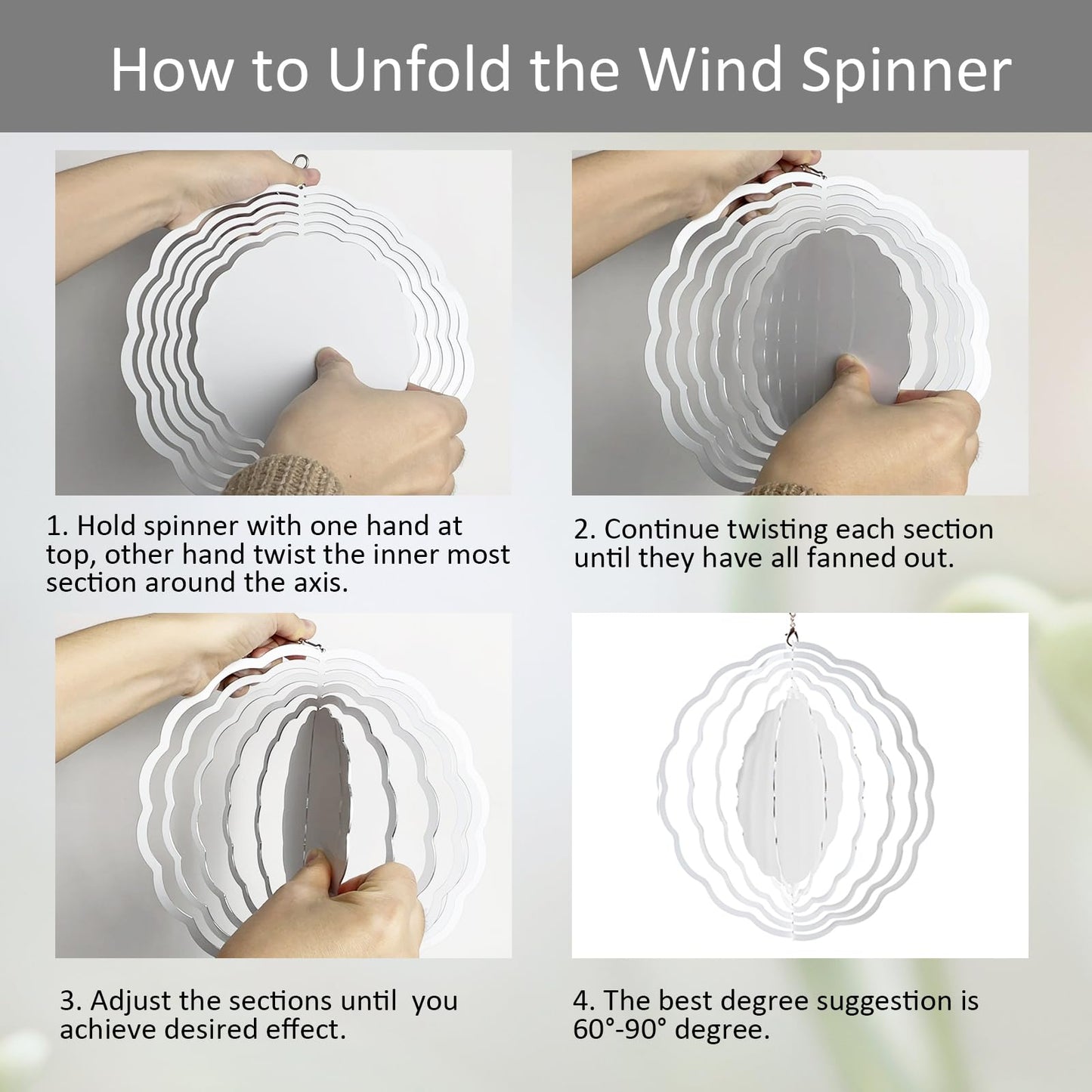 Leafcraft 8 Pack 8inch Sublimation Wind Spinner Blanks 3D Aluminum Metal Wind Sculpture Kinetic Spinners DIY Crafts for Yard and Garden Indoor Art Ornaments Hanging Decoration