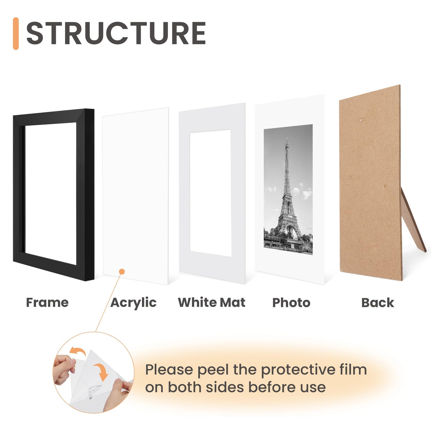 upsimples 5x7 Picture Frame Set of 10,Multi Photo Frames Collage for Wall or Tabletop Display,Black
